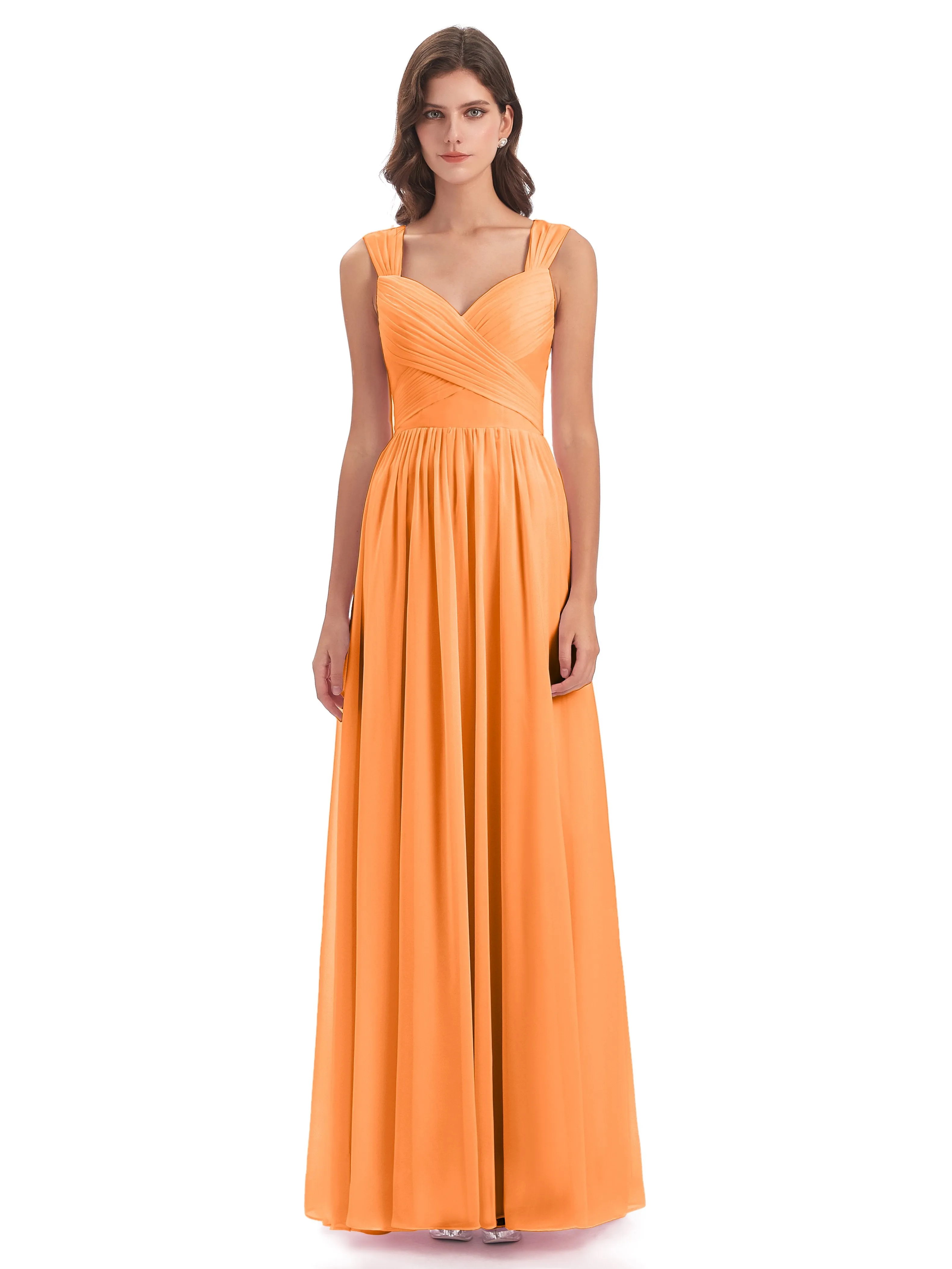 Ellie Flowy Key Hole Long Chiffon Bridesmaid Dresses