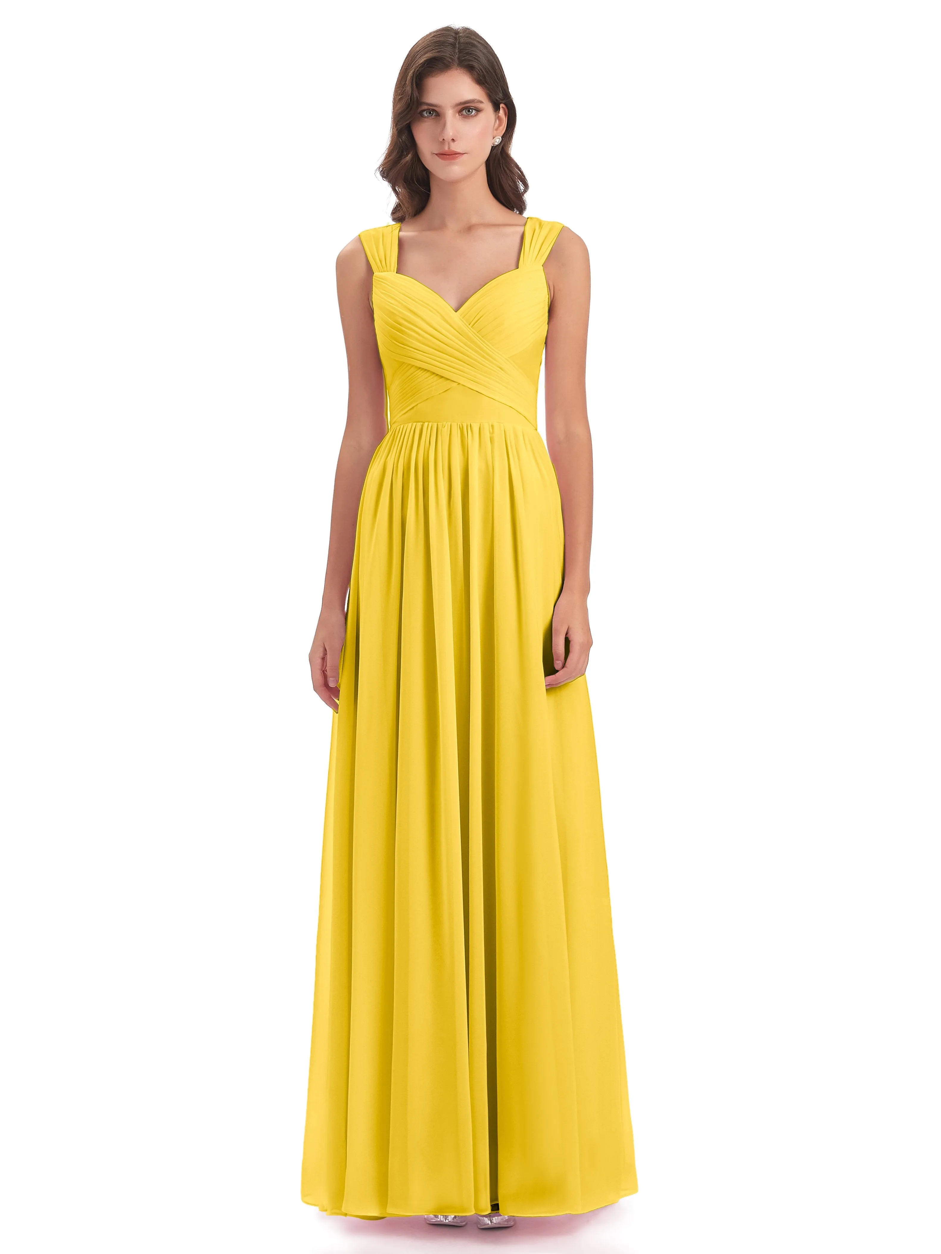 Ellie Flowy Key Hole Long Chiffon Bridesmaid Dresses