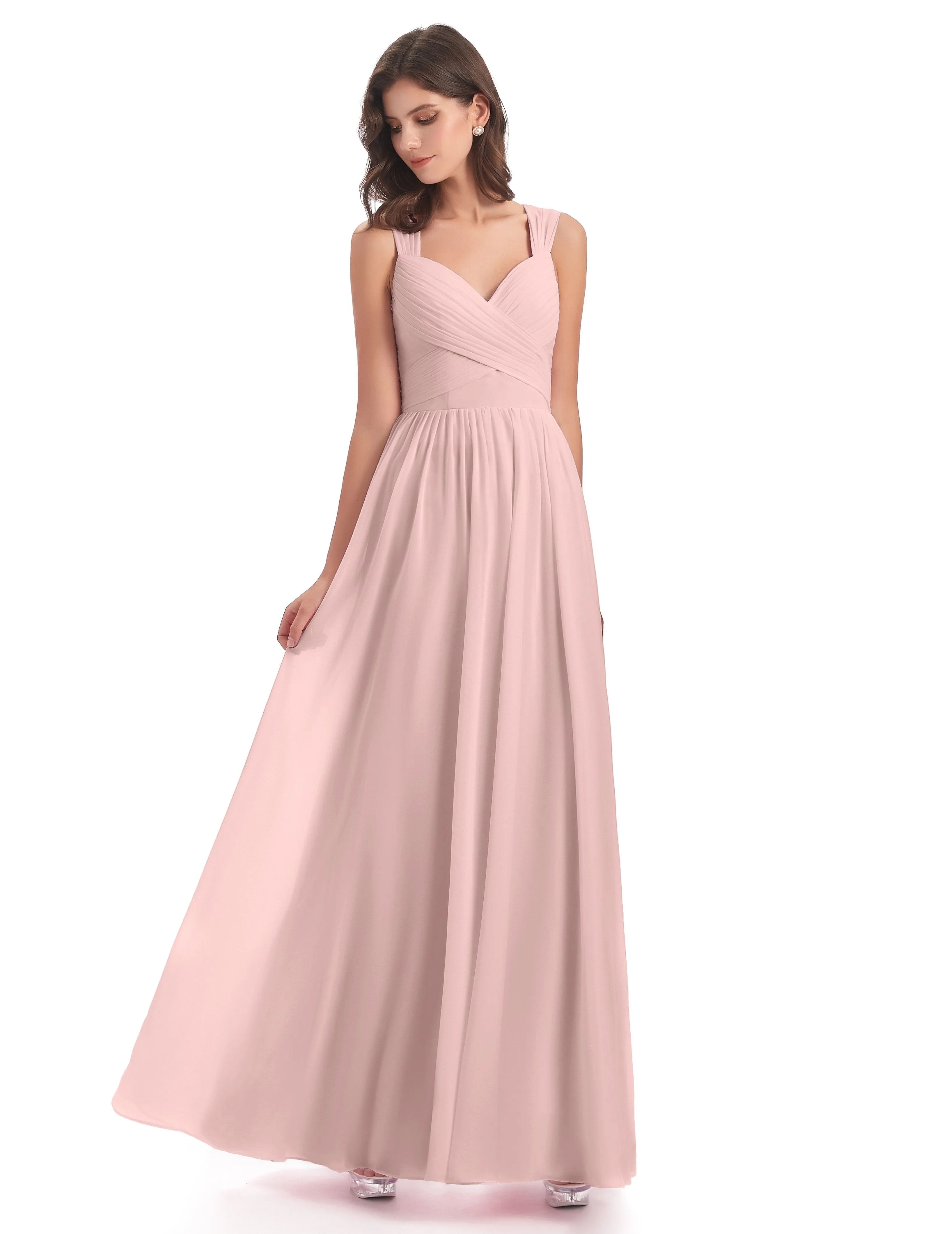 Ellie Flowy Key Hole Long Chiffon Bridesmaid Dresses