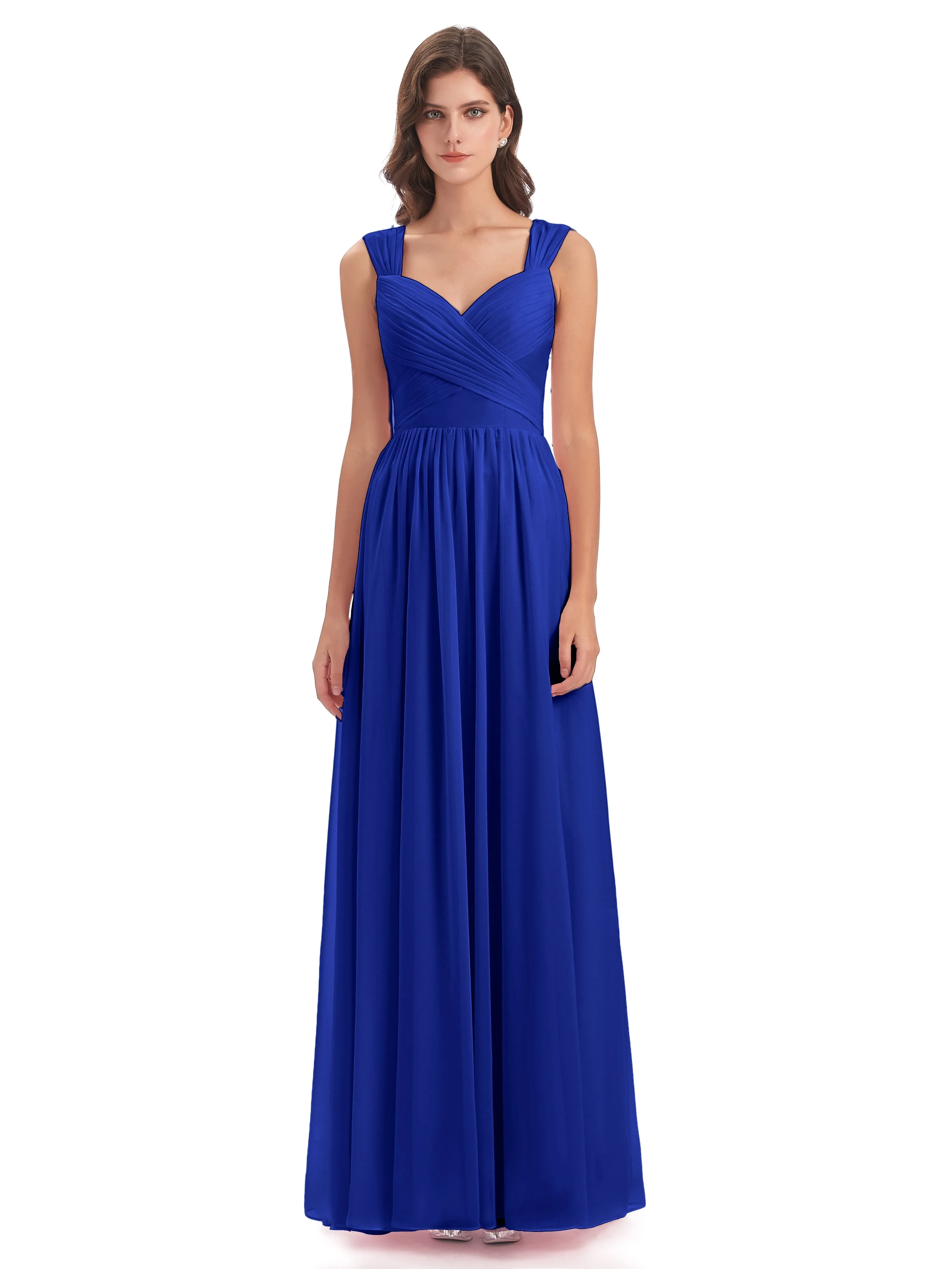 Ellie Flowy Key Hole Long Chiffon Bridesmaid Dresses