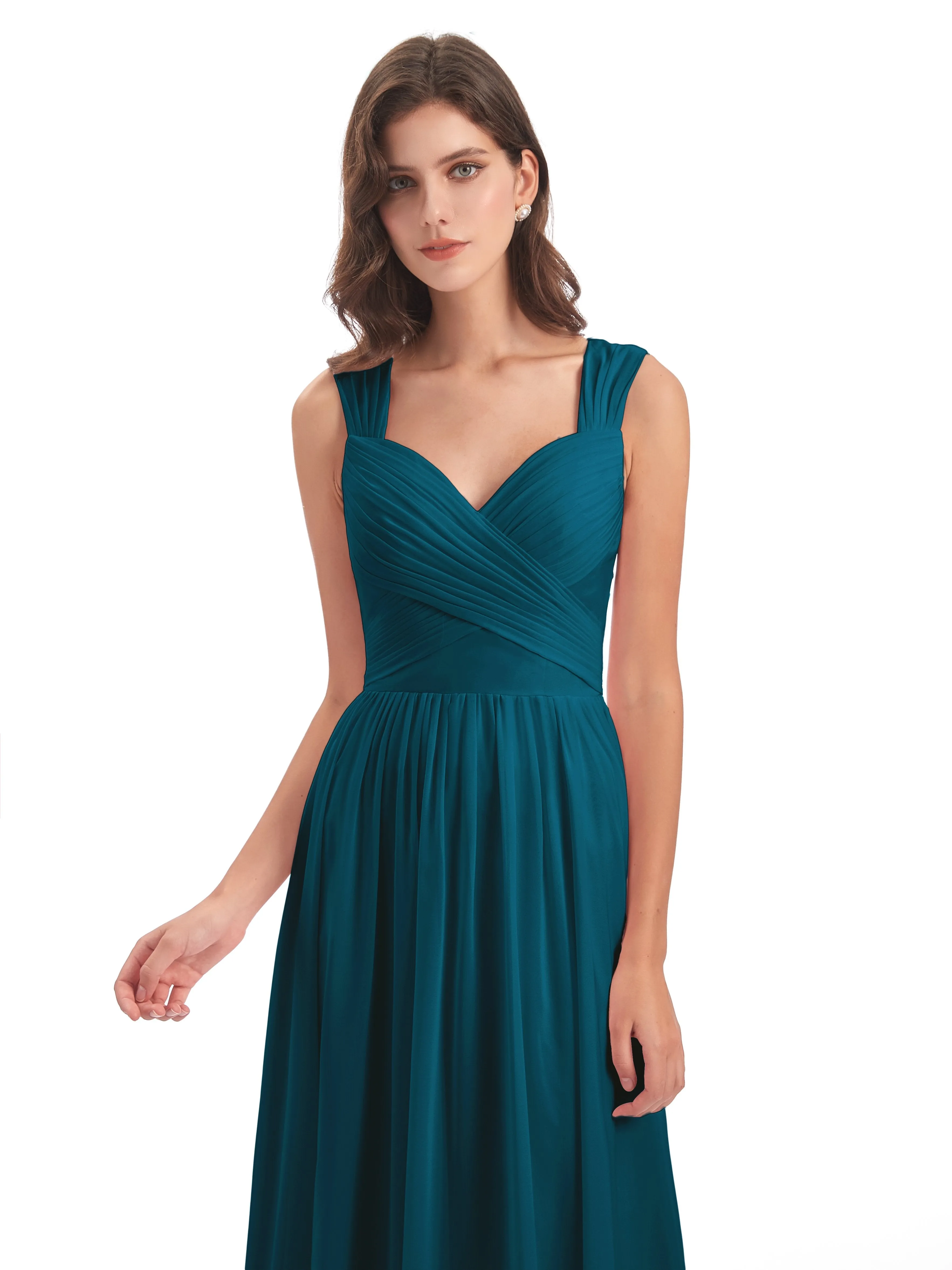 Ellie Flowy Key Hole Long Chiffon Bridesmaid Dresses