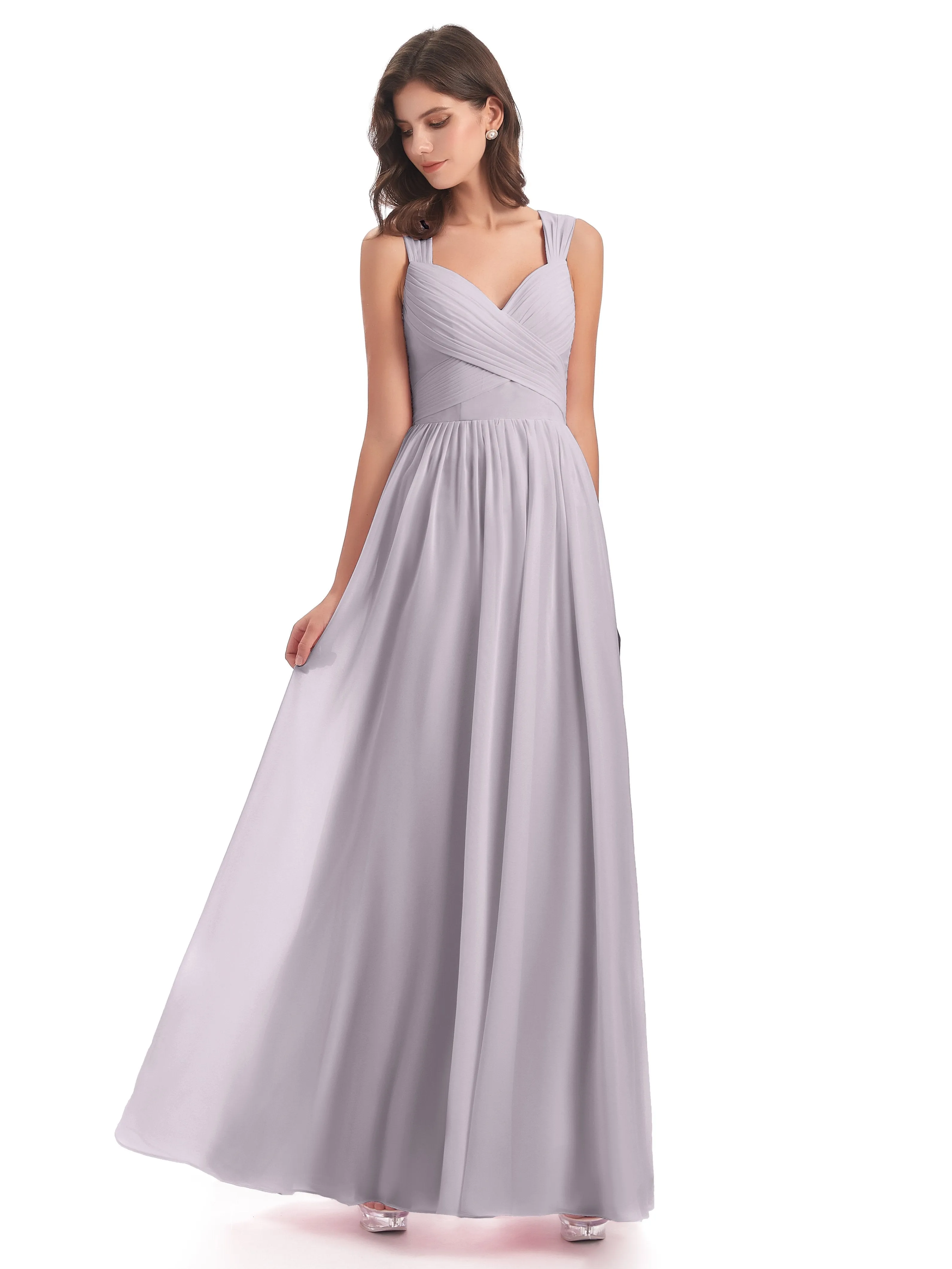 Ellie Flowy Key Hole Long Chiffon Bridesmaid Dresses