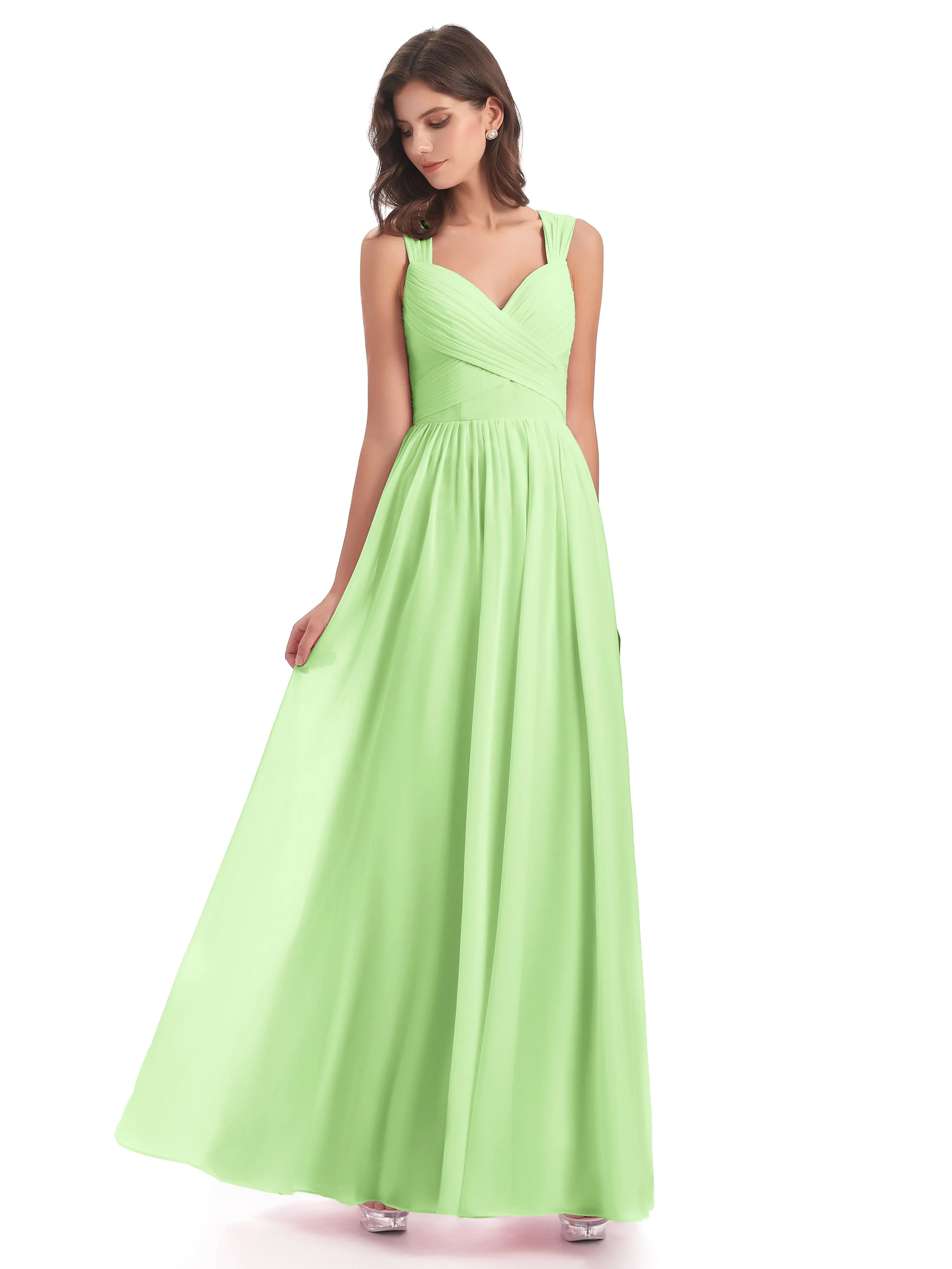 Ellie Flowy Key Hole Long Chiffon Bridesmaid Dresses