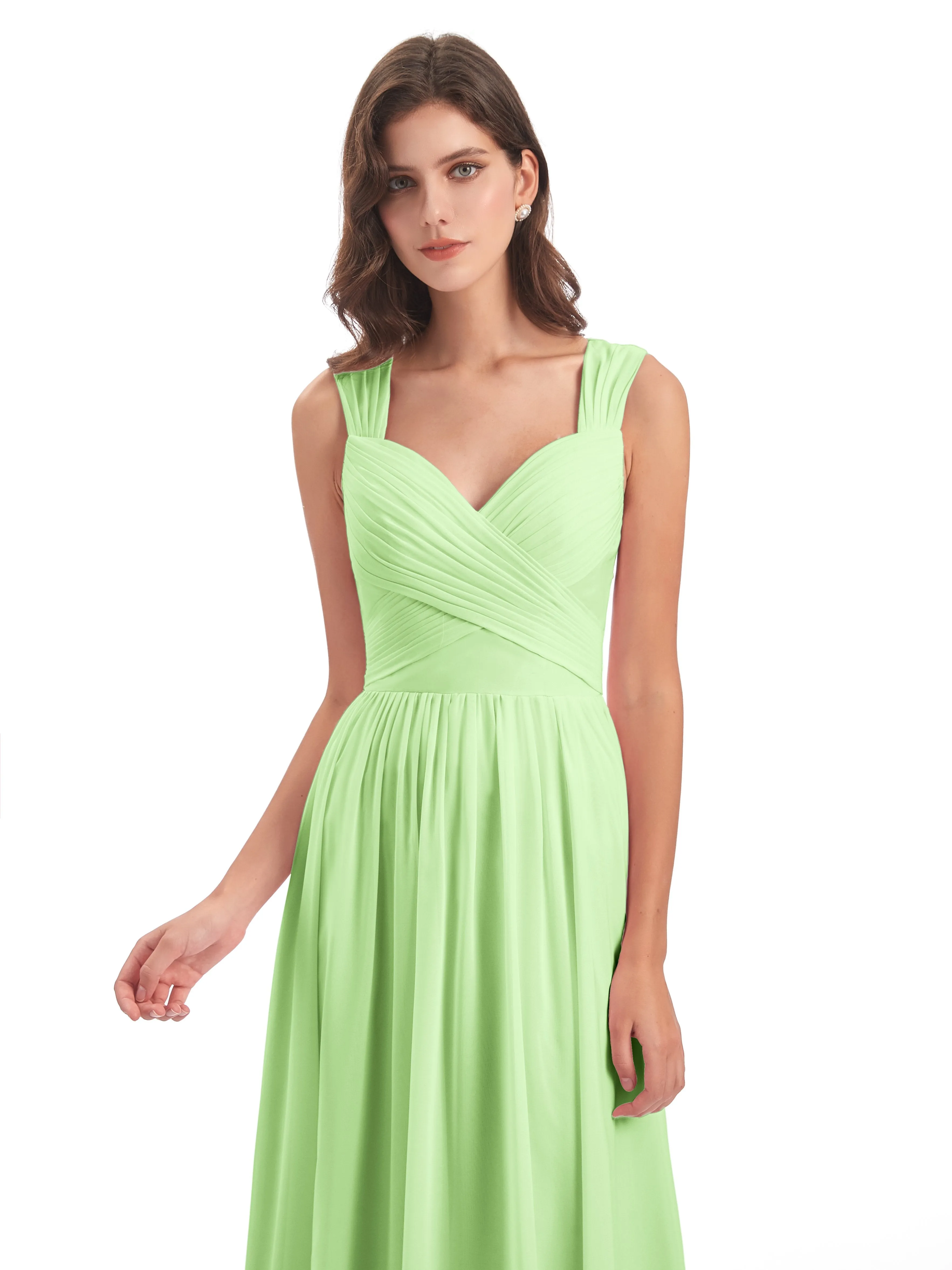 Ellie Flowy Key Hole Long Chiffon Bridesmaid Dresses