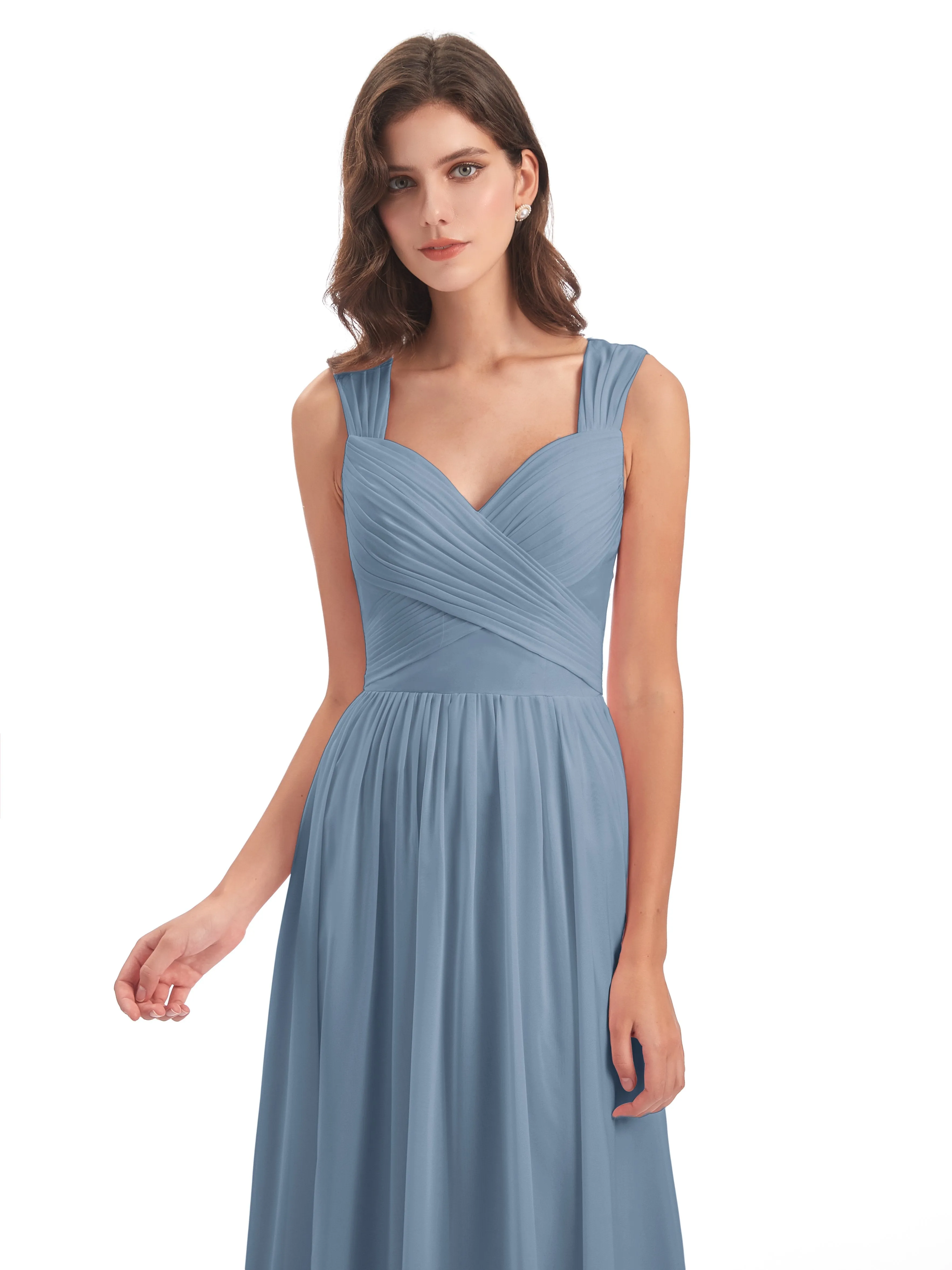 Ellie Flowy Key Hole Long Chiffon Bridesmaid Dresses