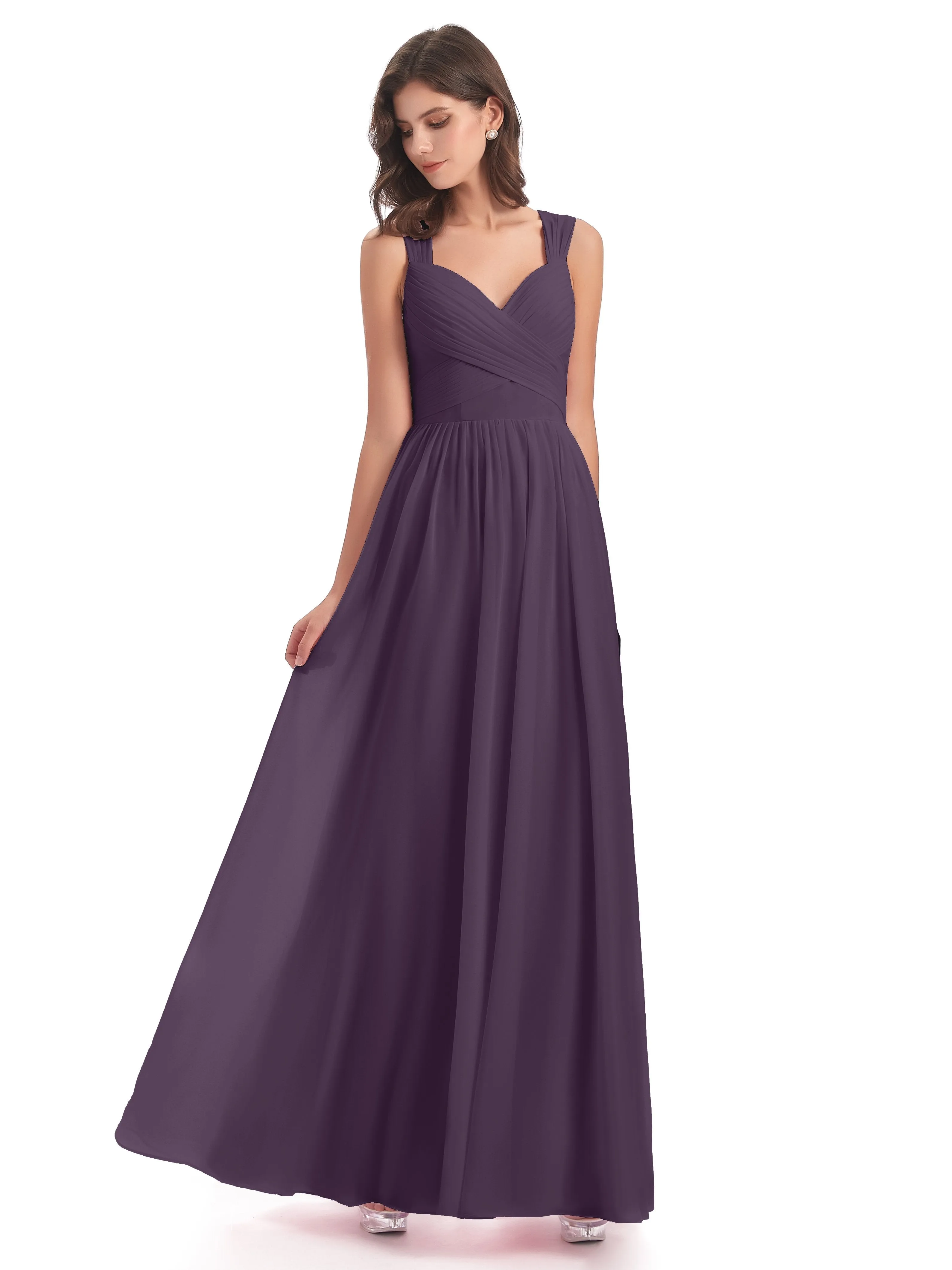 Ellie Flowy Key Hole Long Chiffon Bridesmaid Dresses