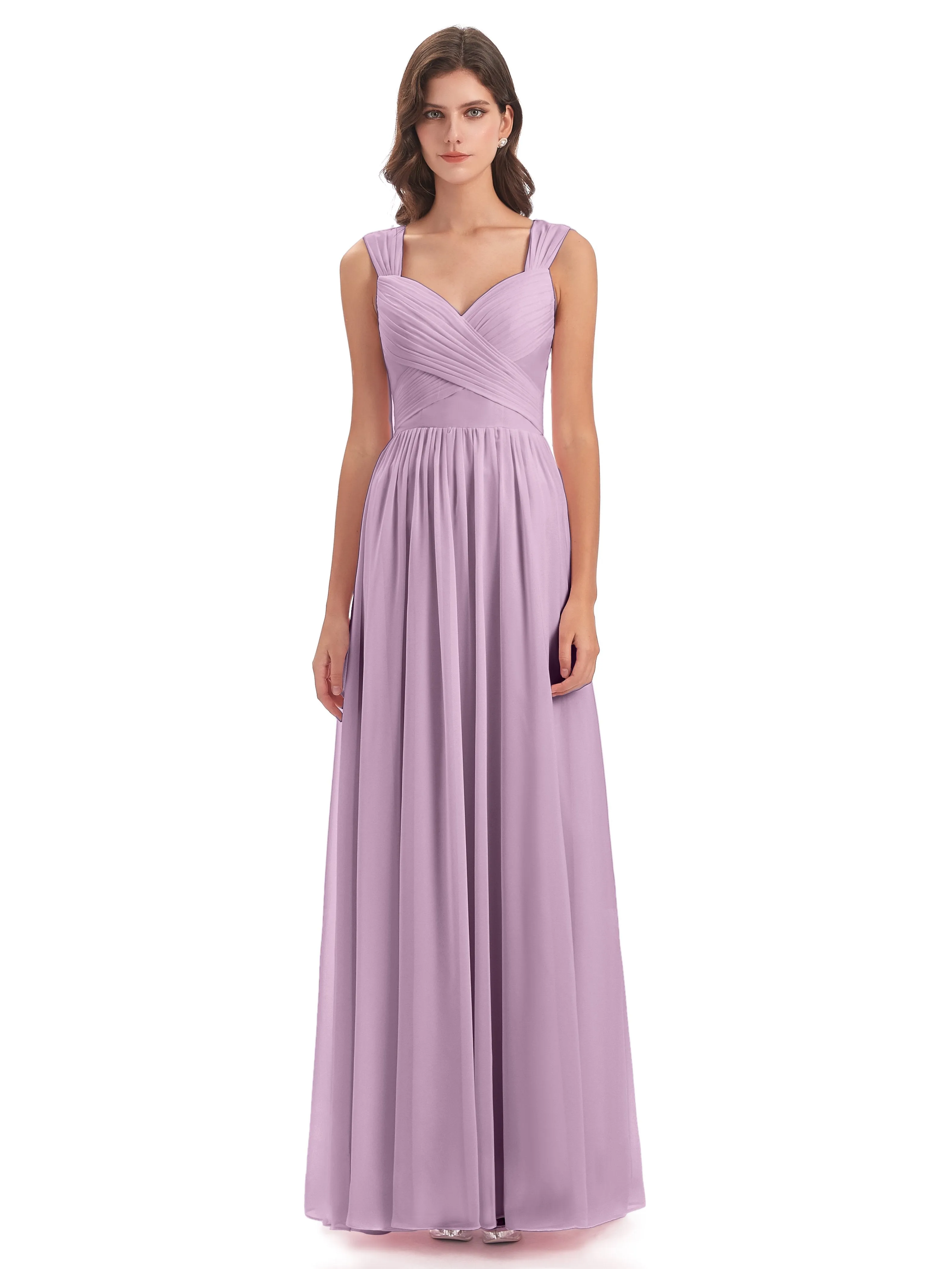 Ellie Flowy Key Hole Long Chiffon Bridesmaid Dresses