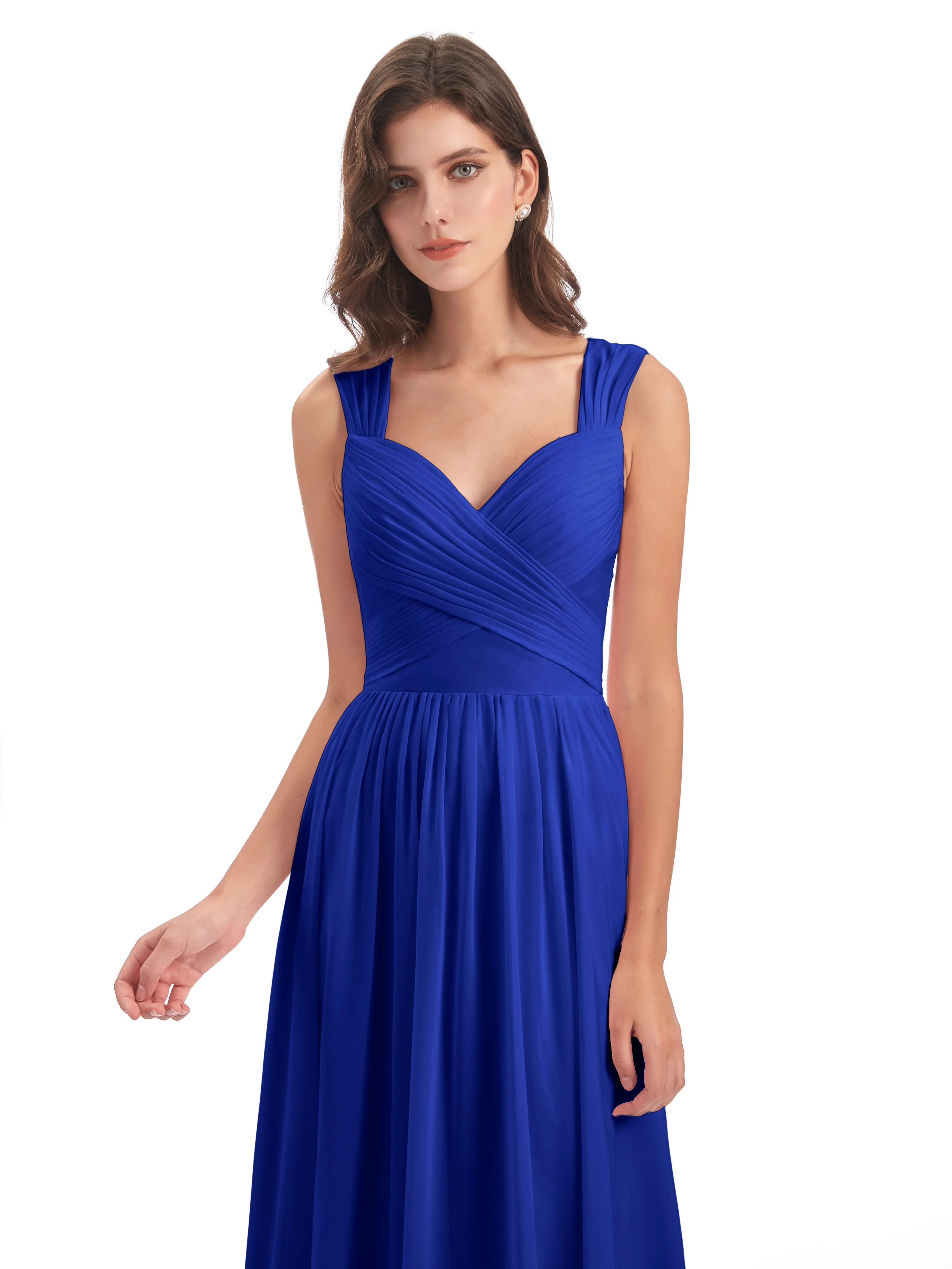 Ellie Flowy Key Hole Long Chiffon Bridesmaid Dresses