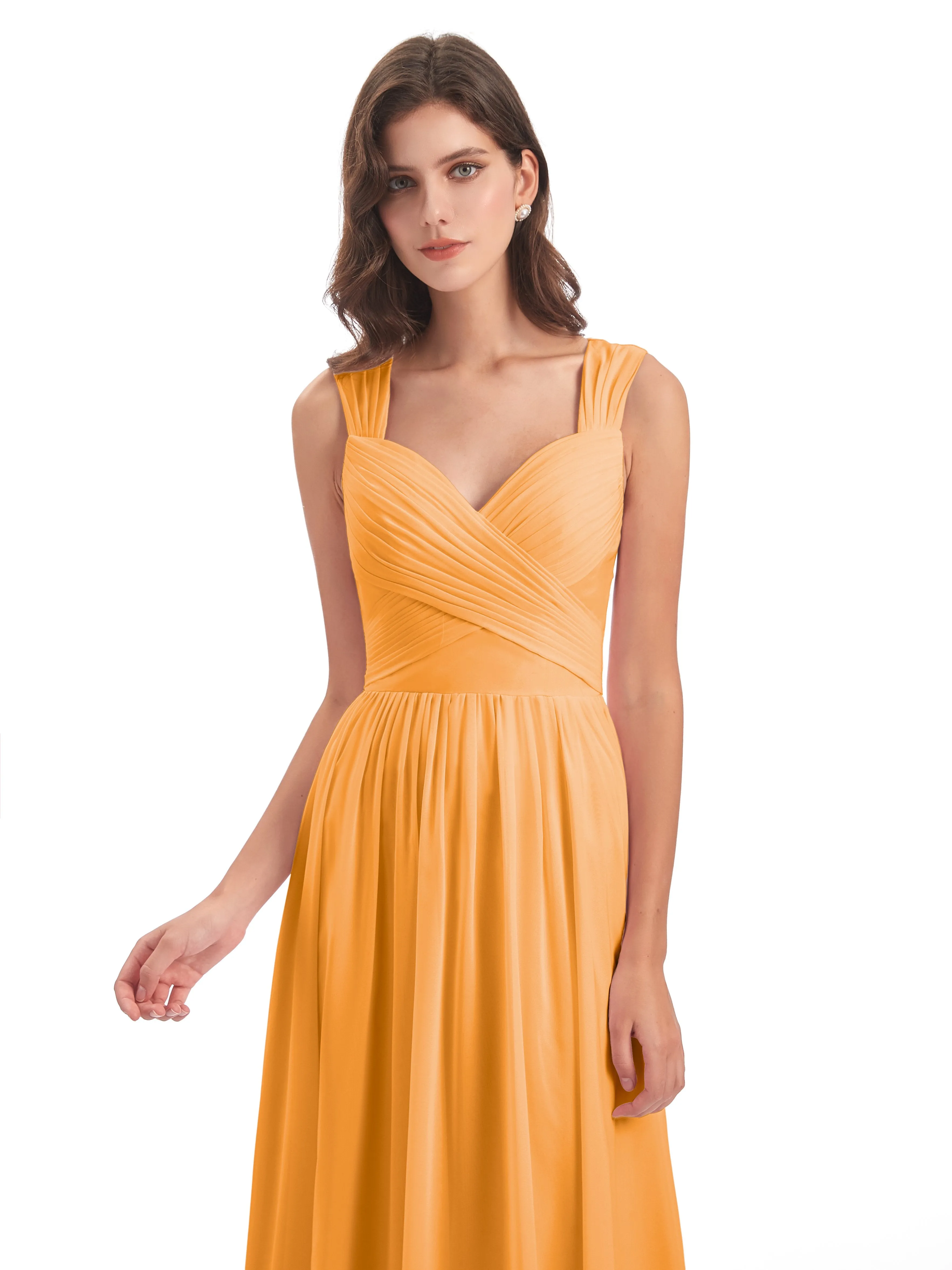 Ellie Flowy Key Hole Long Chiffon Bridesmaid Dresses