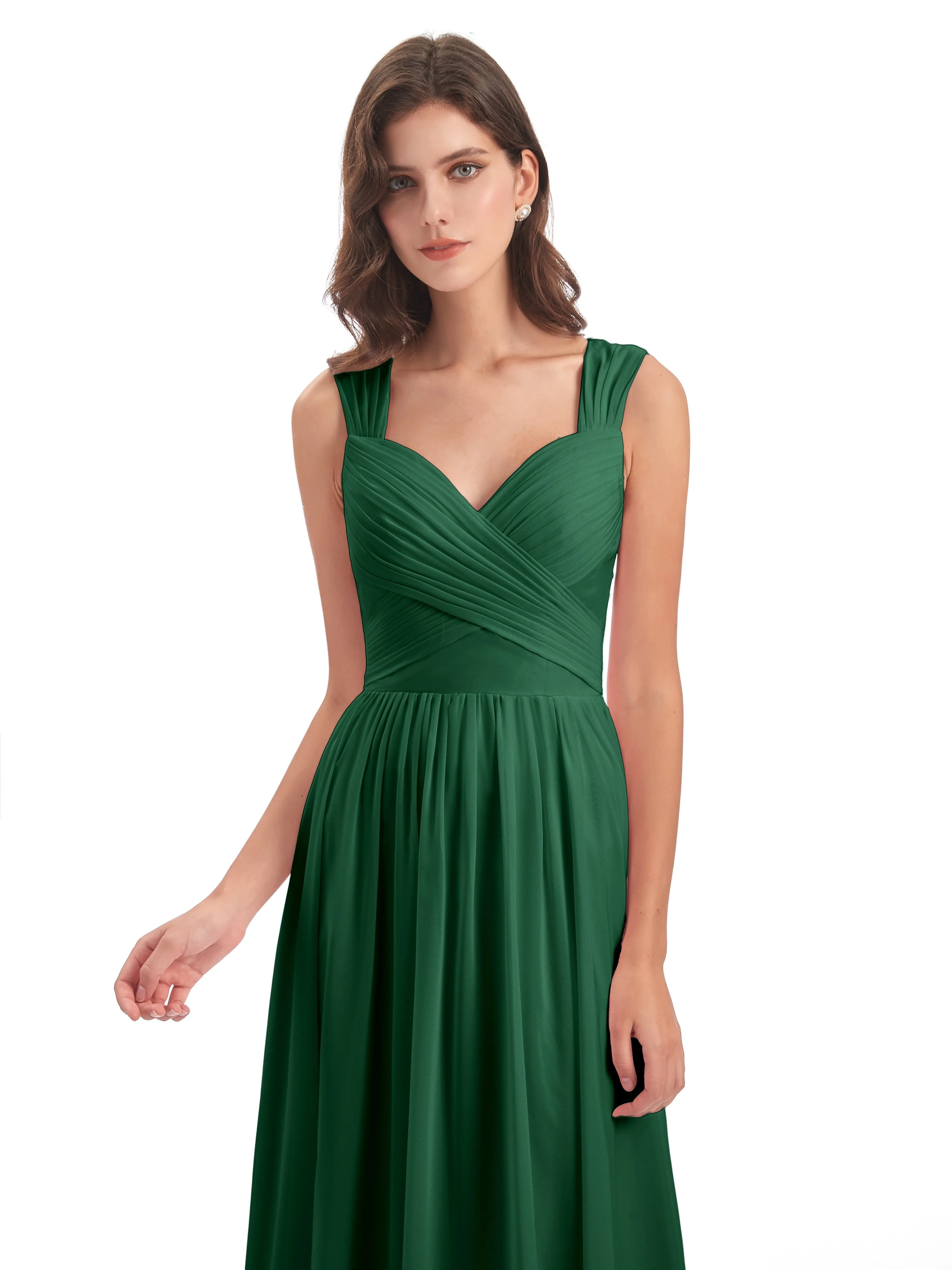 Ellie Flowy Key Hole Long Chiffon Bridesmaid Dresses