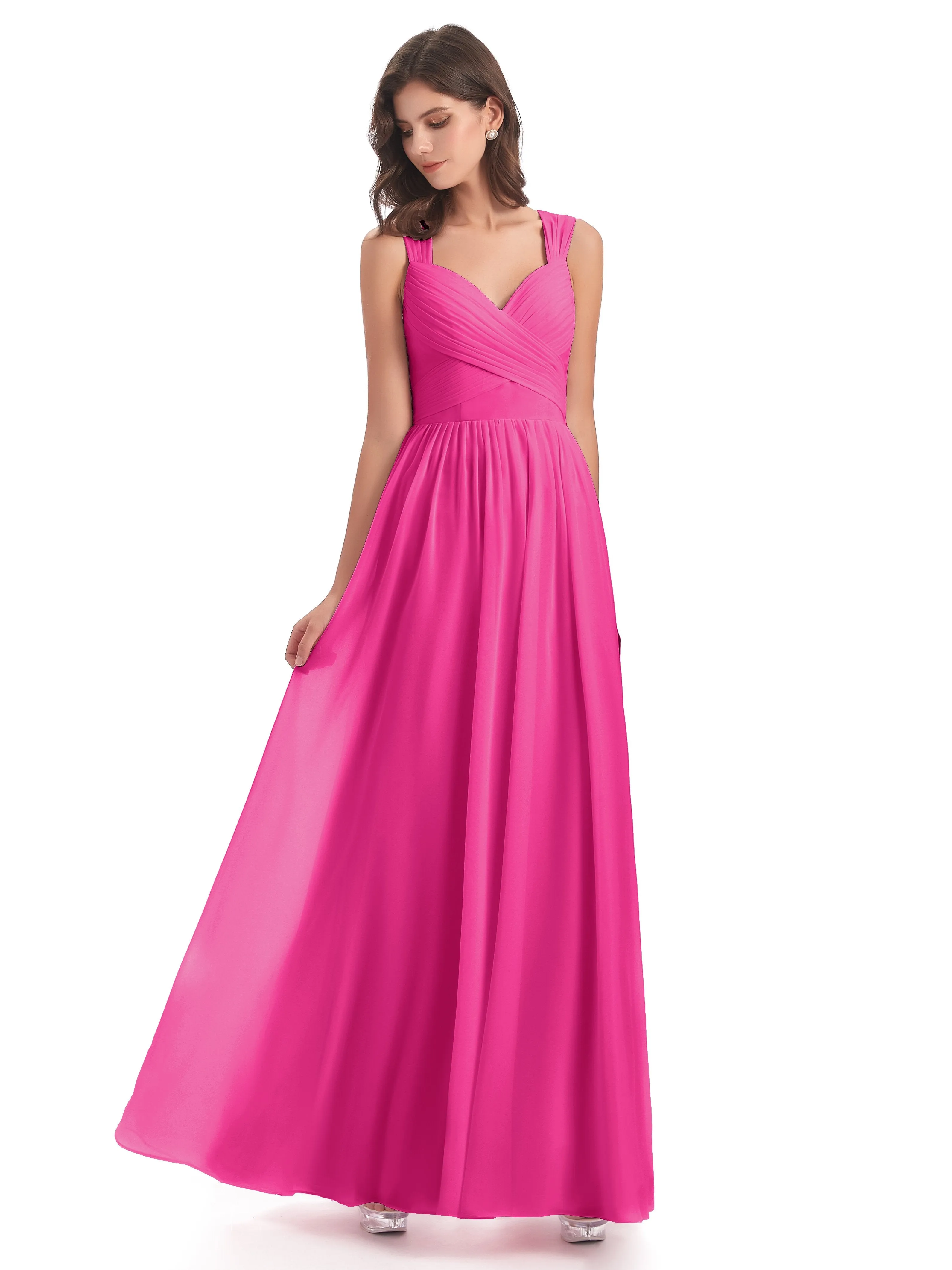 Ellie Flowy Key Hole Long Chiffon Bridesmaid Dresses