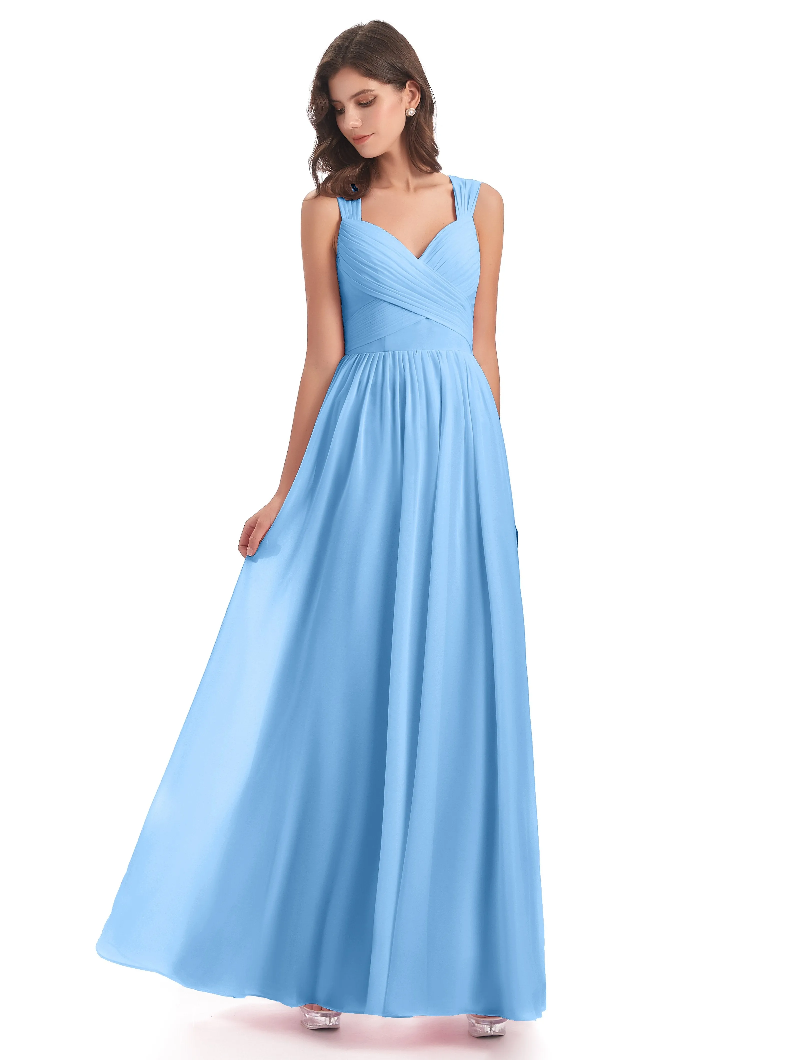 Ellie Flowy Key Hole Long Chiffon Bridesmaid Dresses