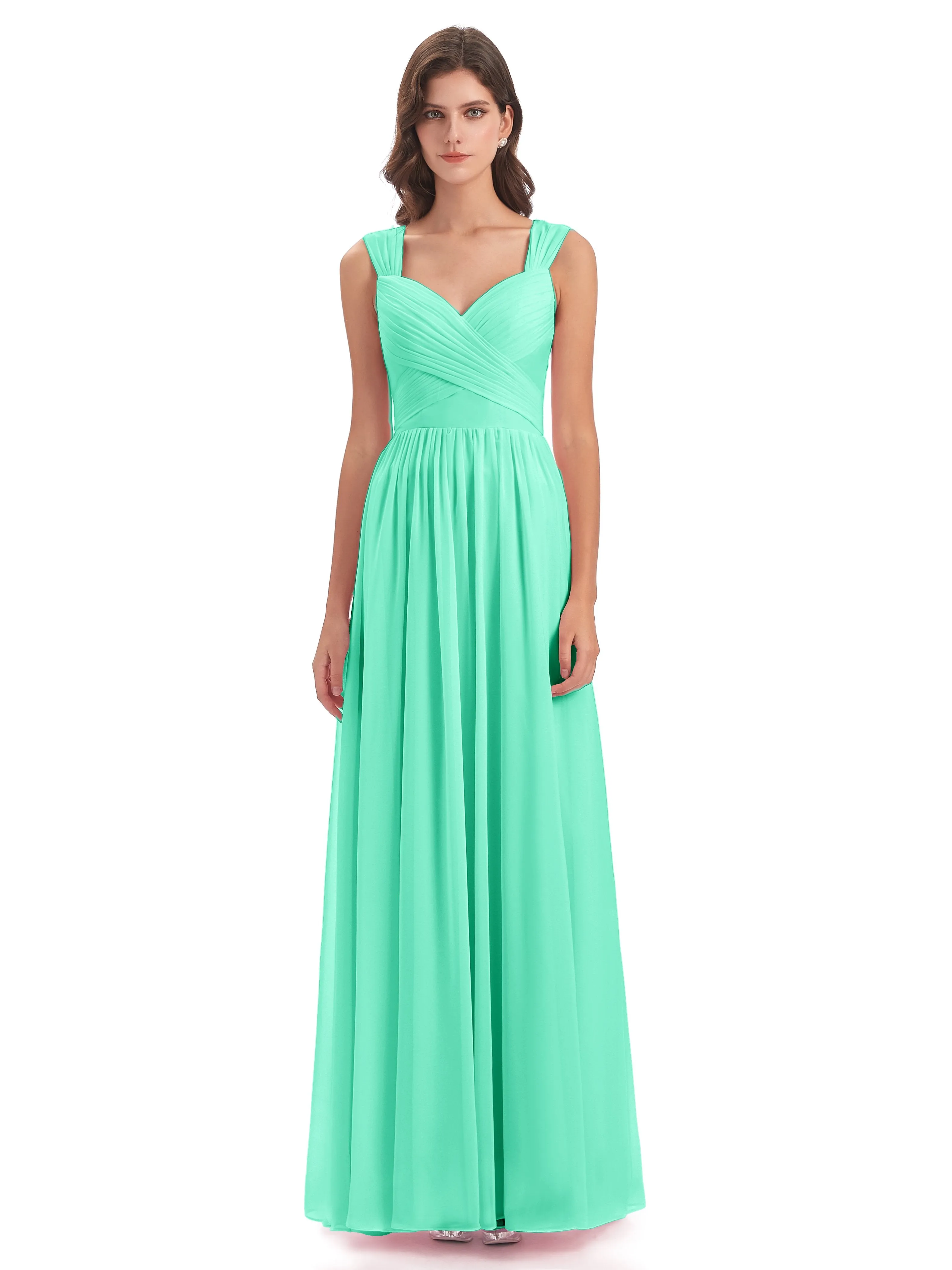 Ellie Flowy Key Hole Long Chiffon Bridesmaid Dresses