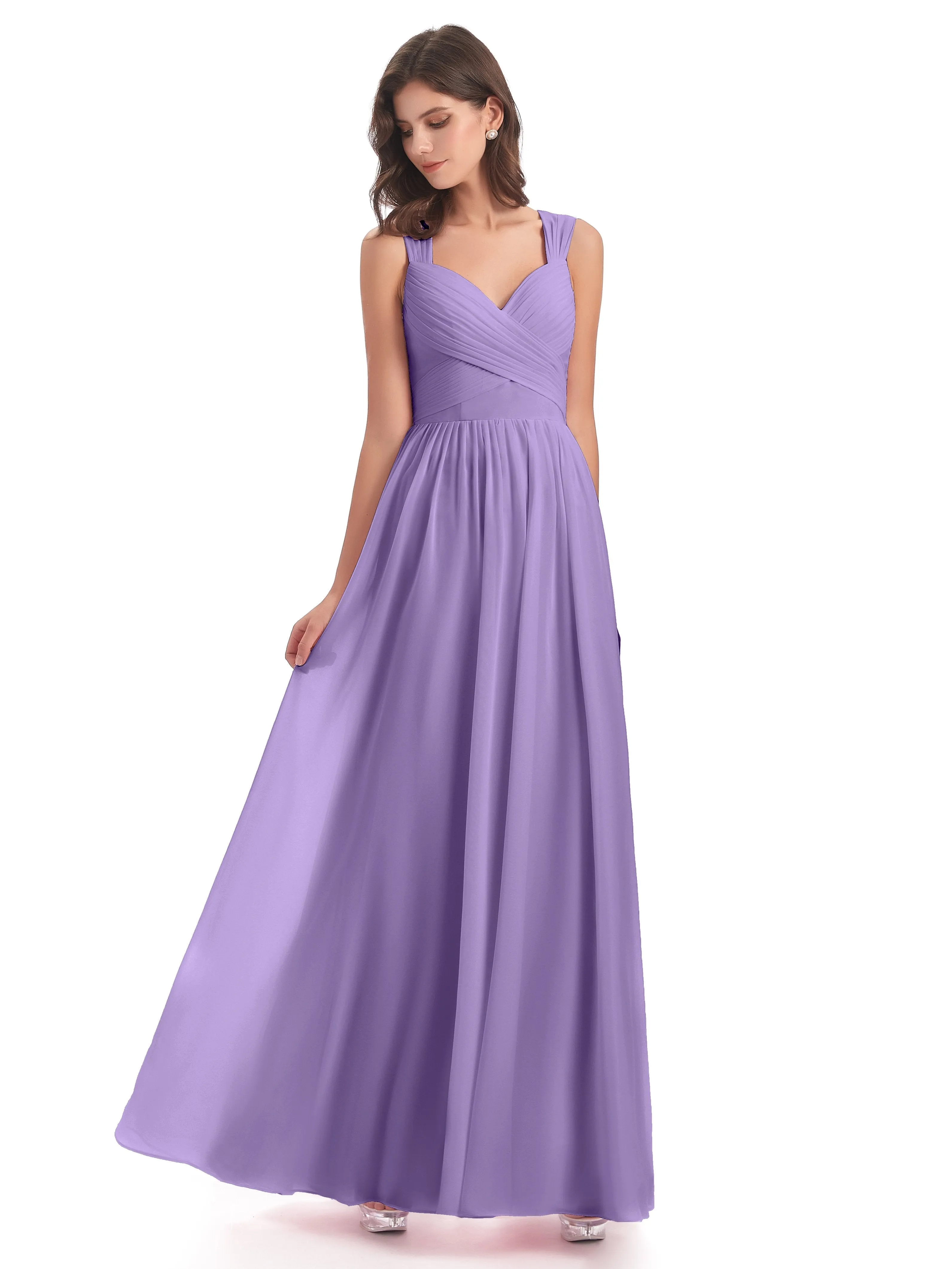Ellie Flowy Key Hole Long Chiffon Bridesmaid Dresses