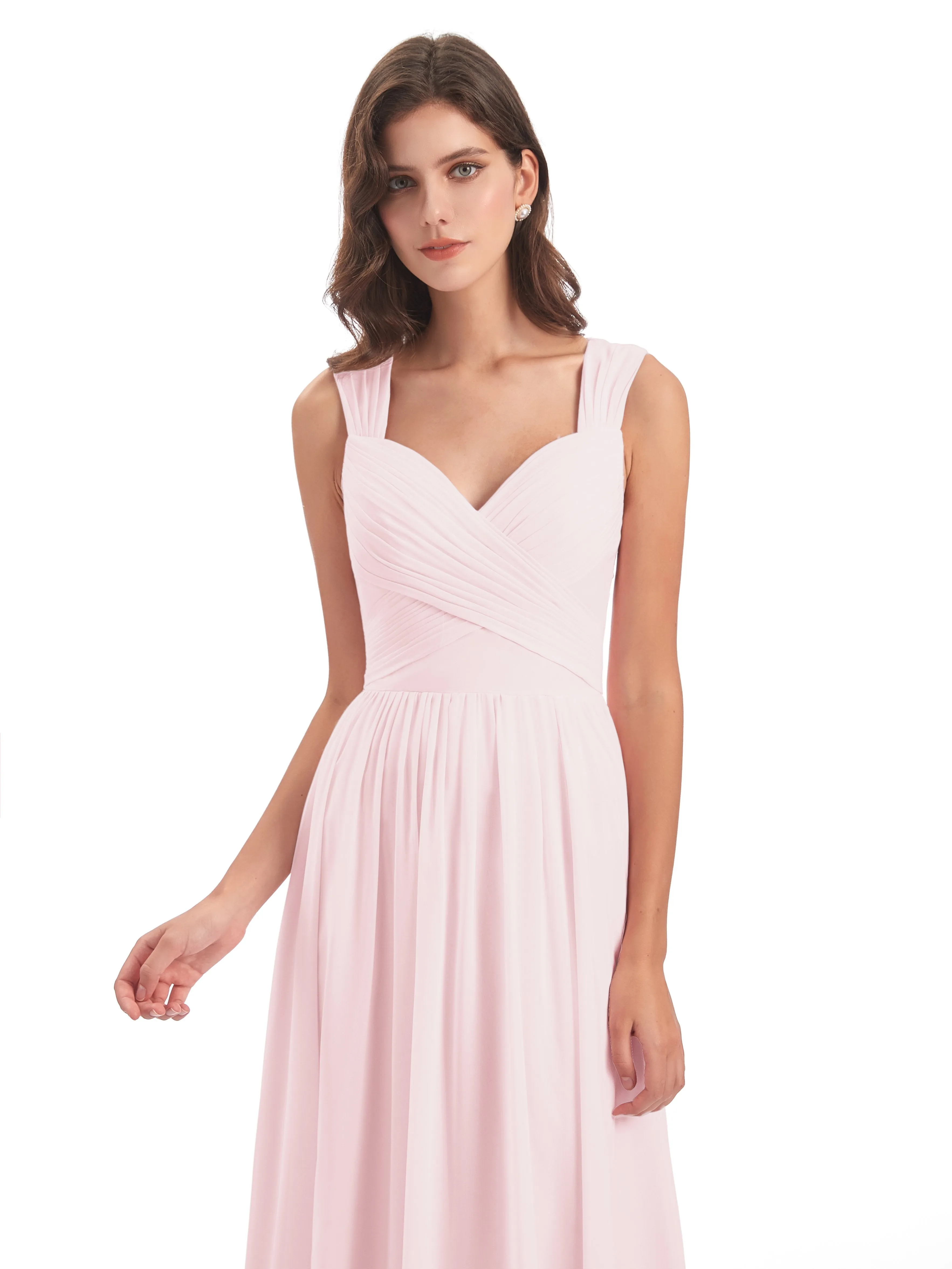 Ellie Flowy Key Hole Long Chiffon Bridesmaid Dresses