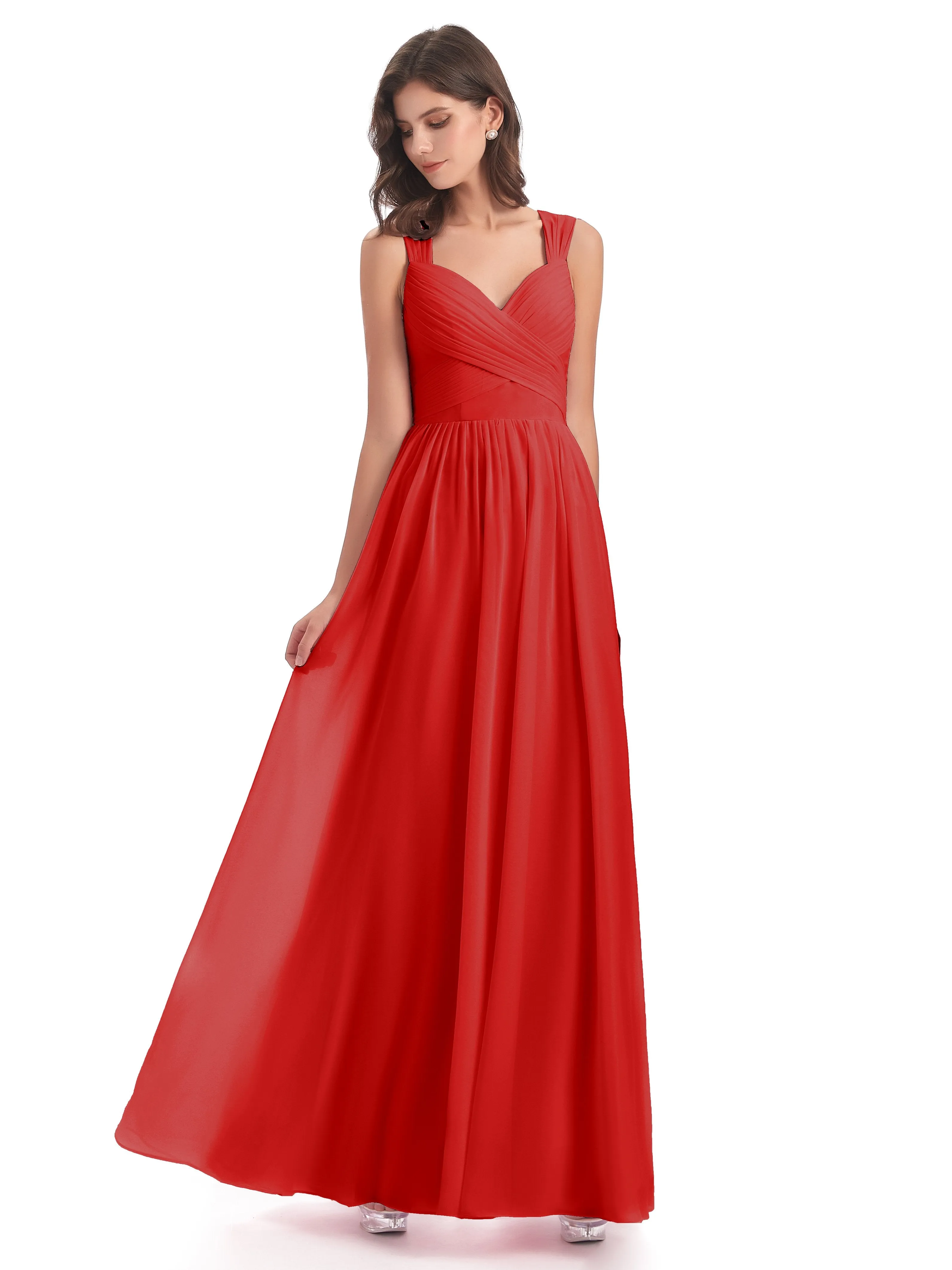 Ellie Flowy Key Hole Long Chiffon Bridesmaid Dresses