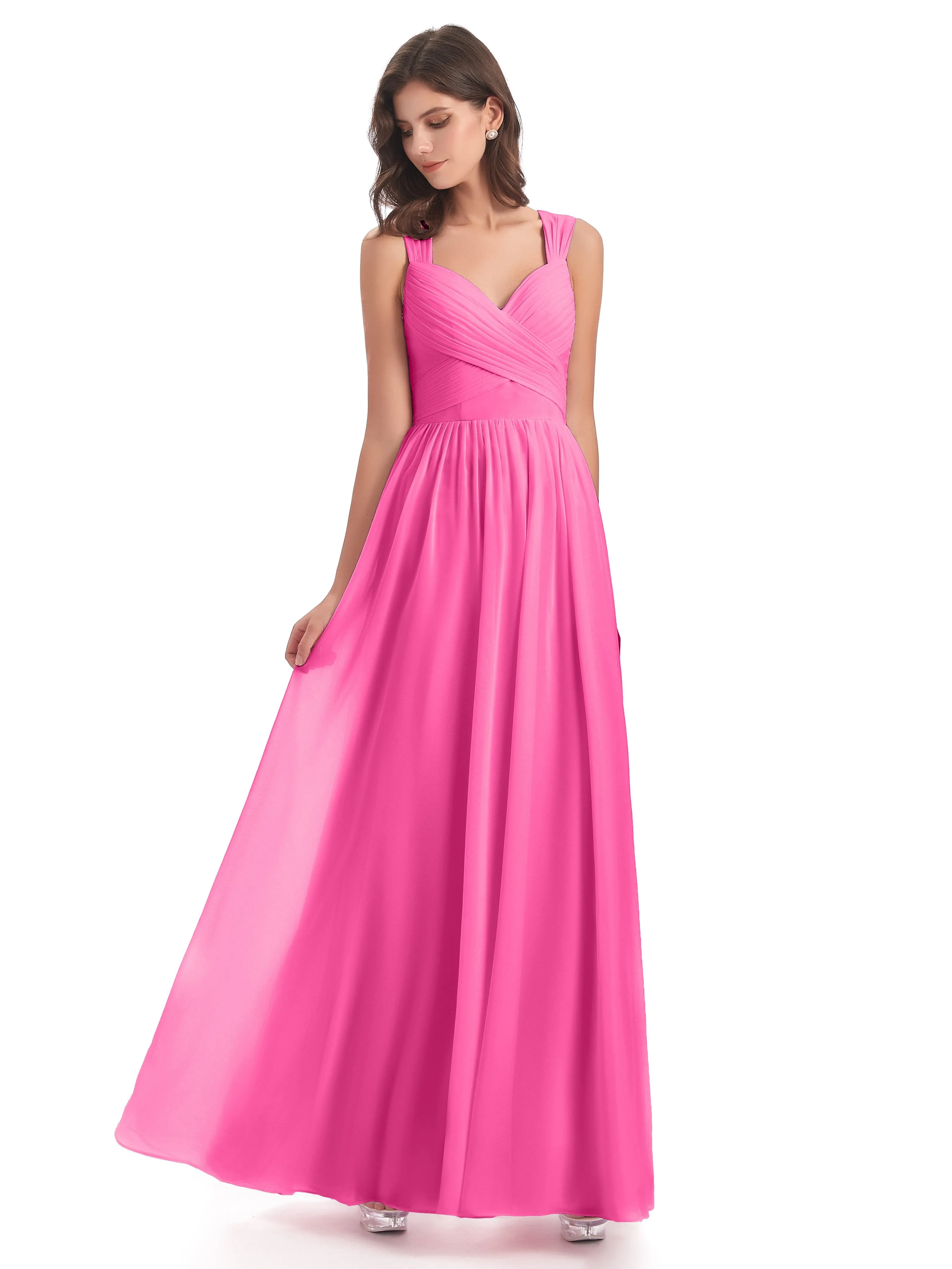 Ellie Flowy Key Hole Long Chiffon Bridesmaid Dresses