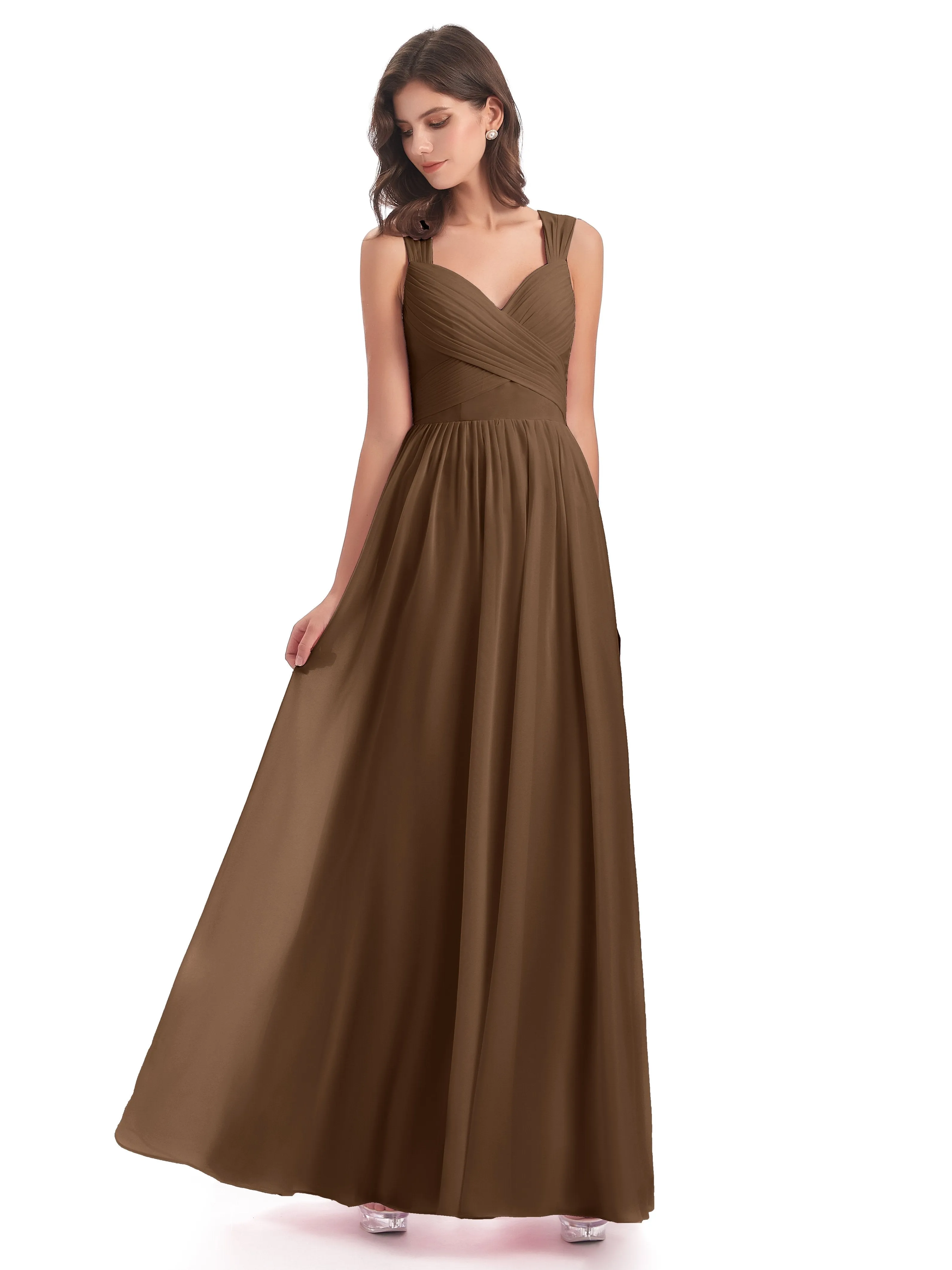 Ellie Flowy Key Hole Long Chiffon Bridesmaid Dresses