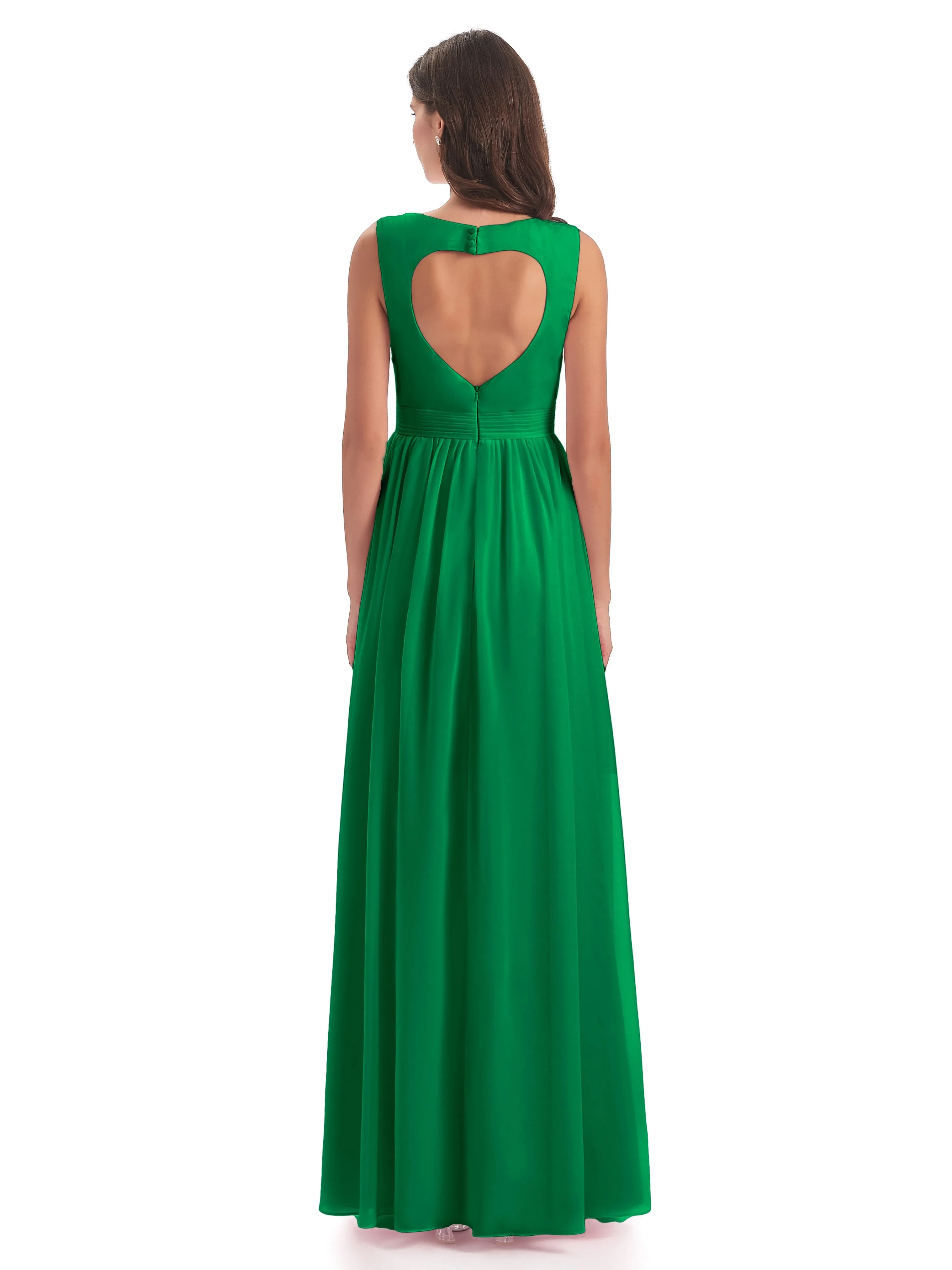 Ellie Flowy Key Hole Long Chiffon Bridesmaid Dresses