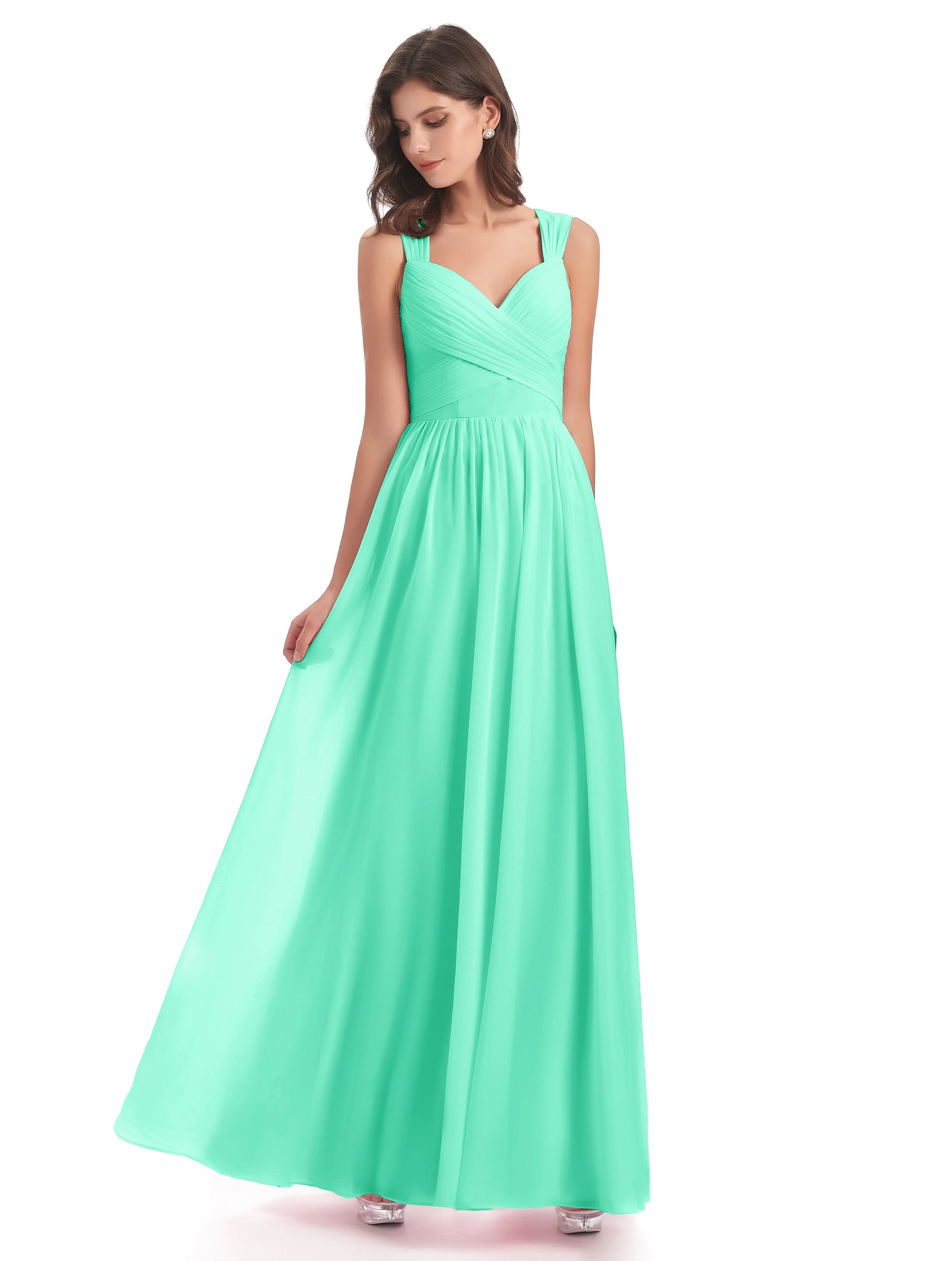 Ellie Flowy Key Hole Long Chiffon Bridesmaid Dresses