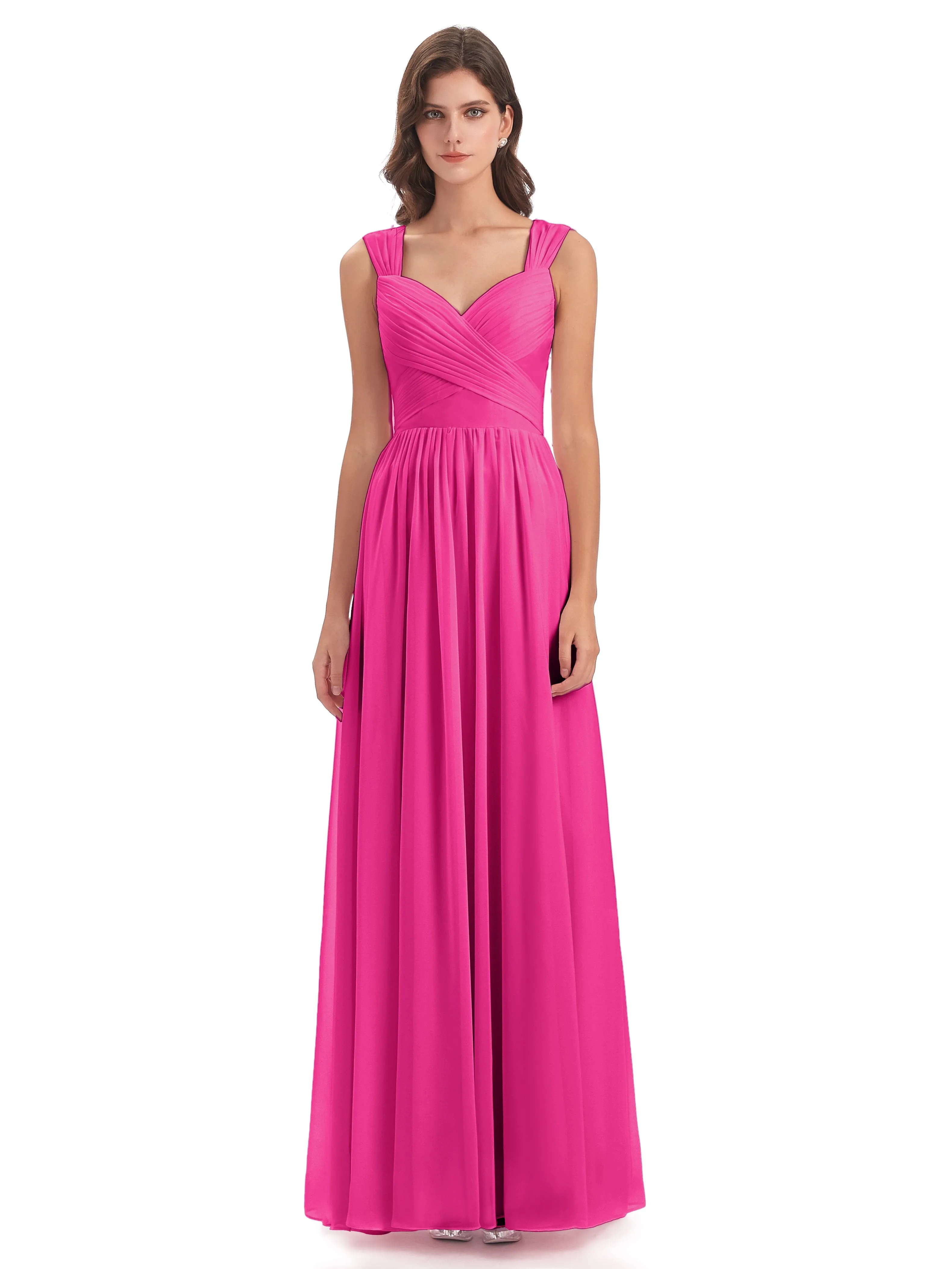 Ellie Flowy Key Hole Long Chiffon Bridesmaid Dresses