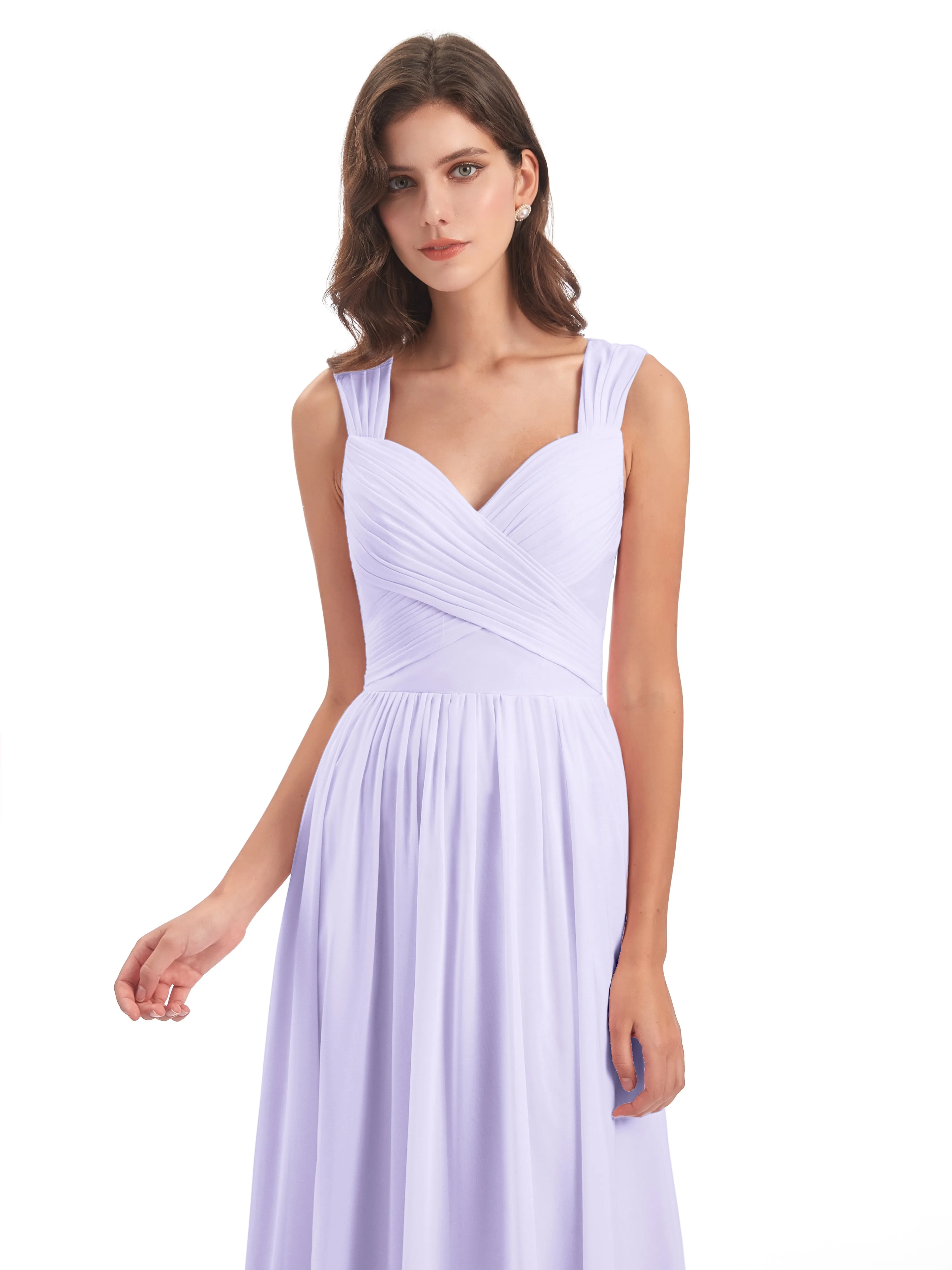 Ellie Flowy Key Hole Long Chiffon Bridesmaid Dresses