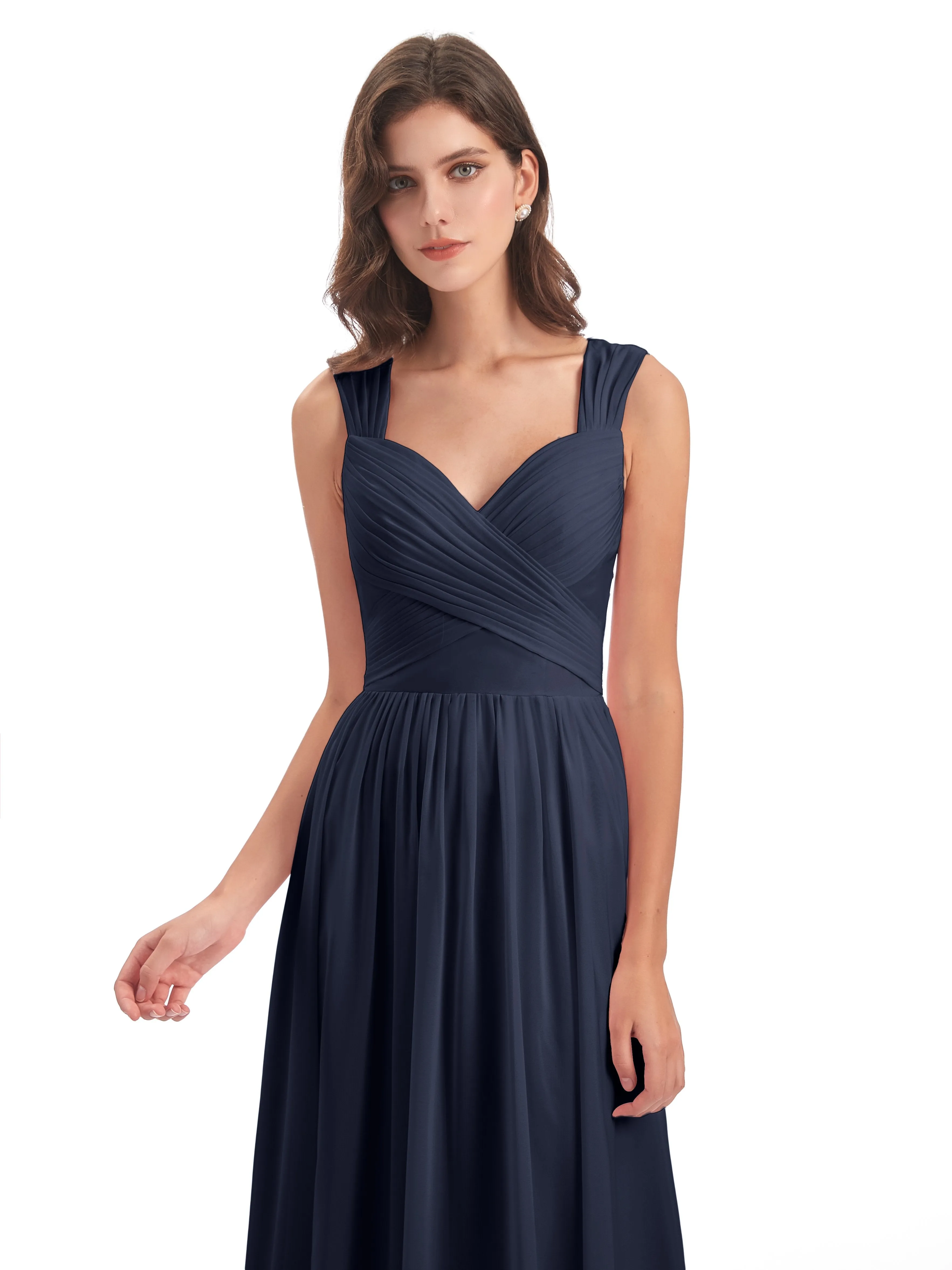 Ellie Flowy Key Hole Long Chiffon Bridesmaid Dresses