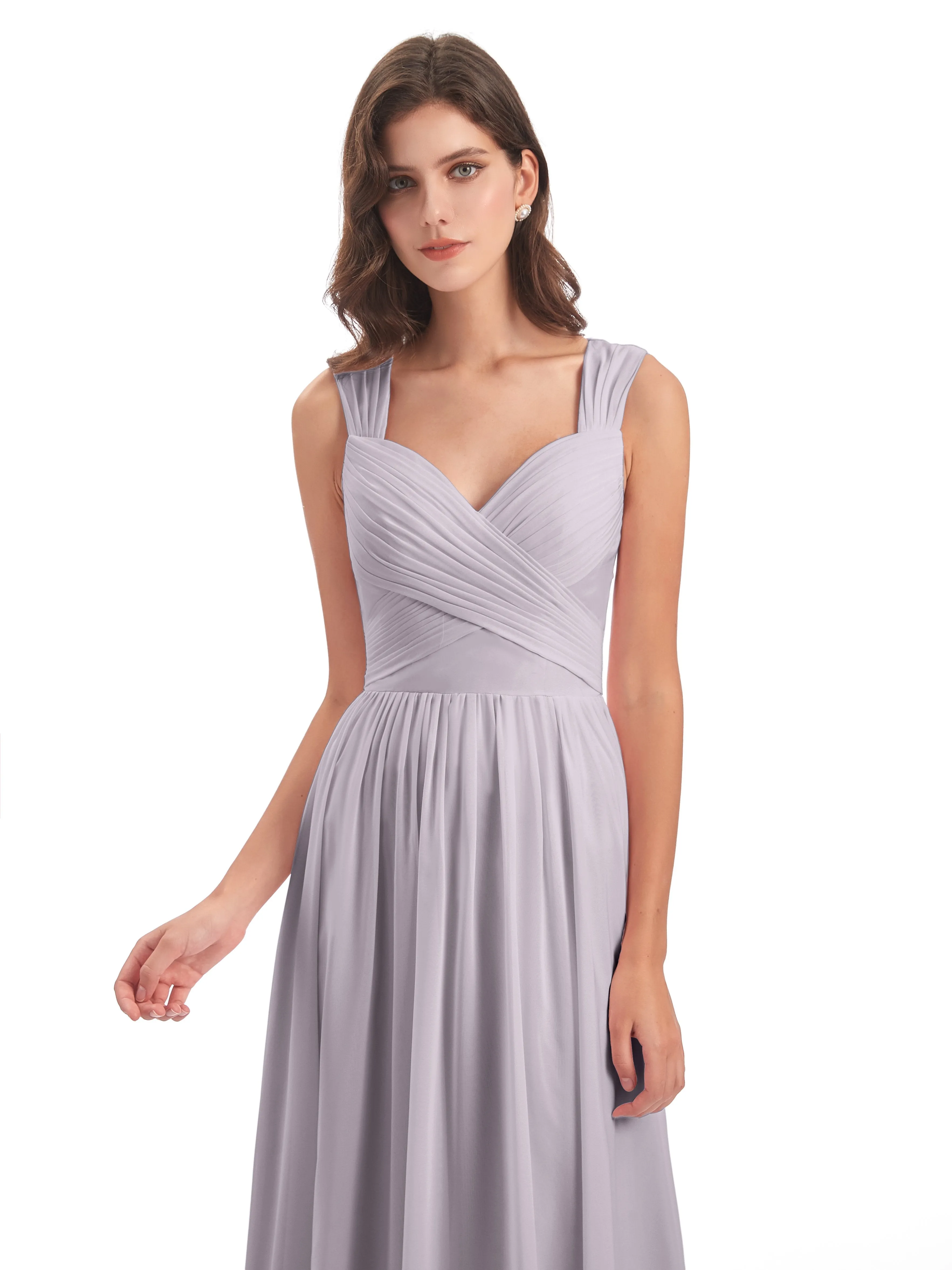 Ellie Flowy Key Hole Long Chiffon Bridesmaid Dresses