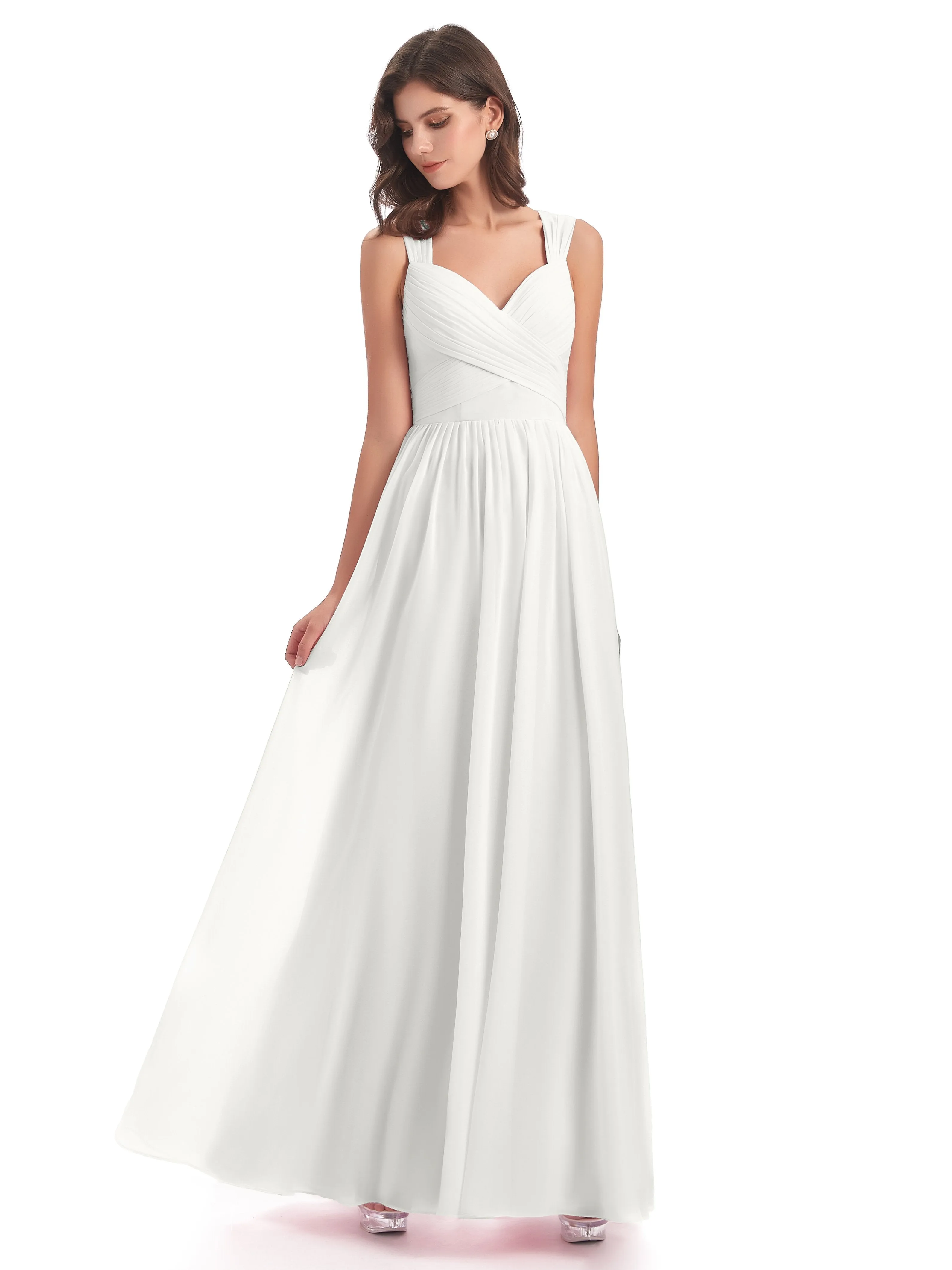 Ellie Flowy Key Hole Long Chiffon Bridesmaid Dresses