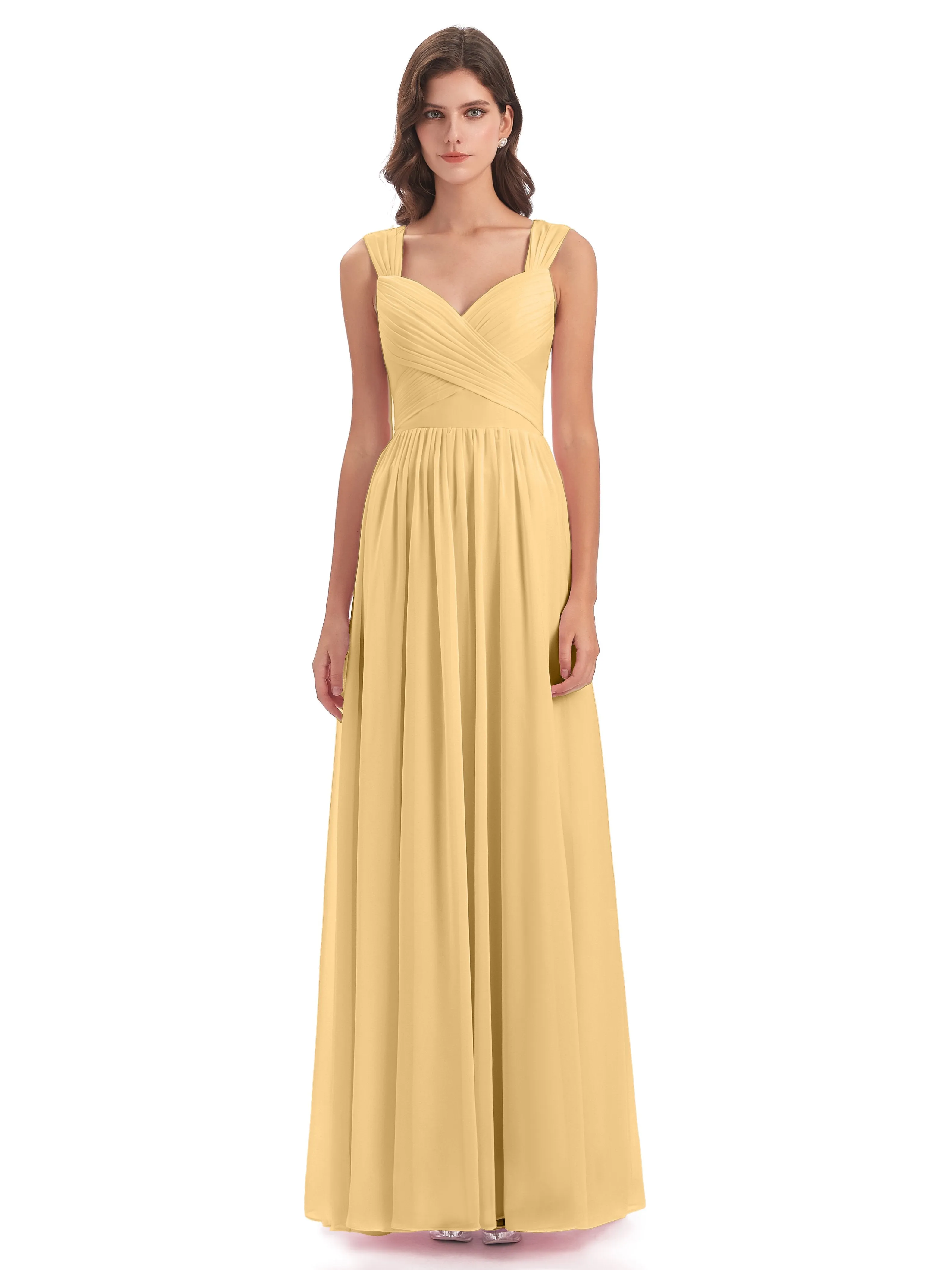 Ellie Flowy Key Hole Long Chiffon Bridesmaid Dresses