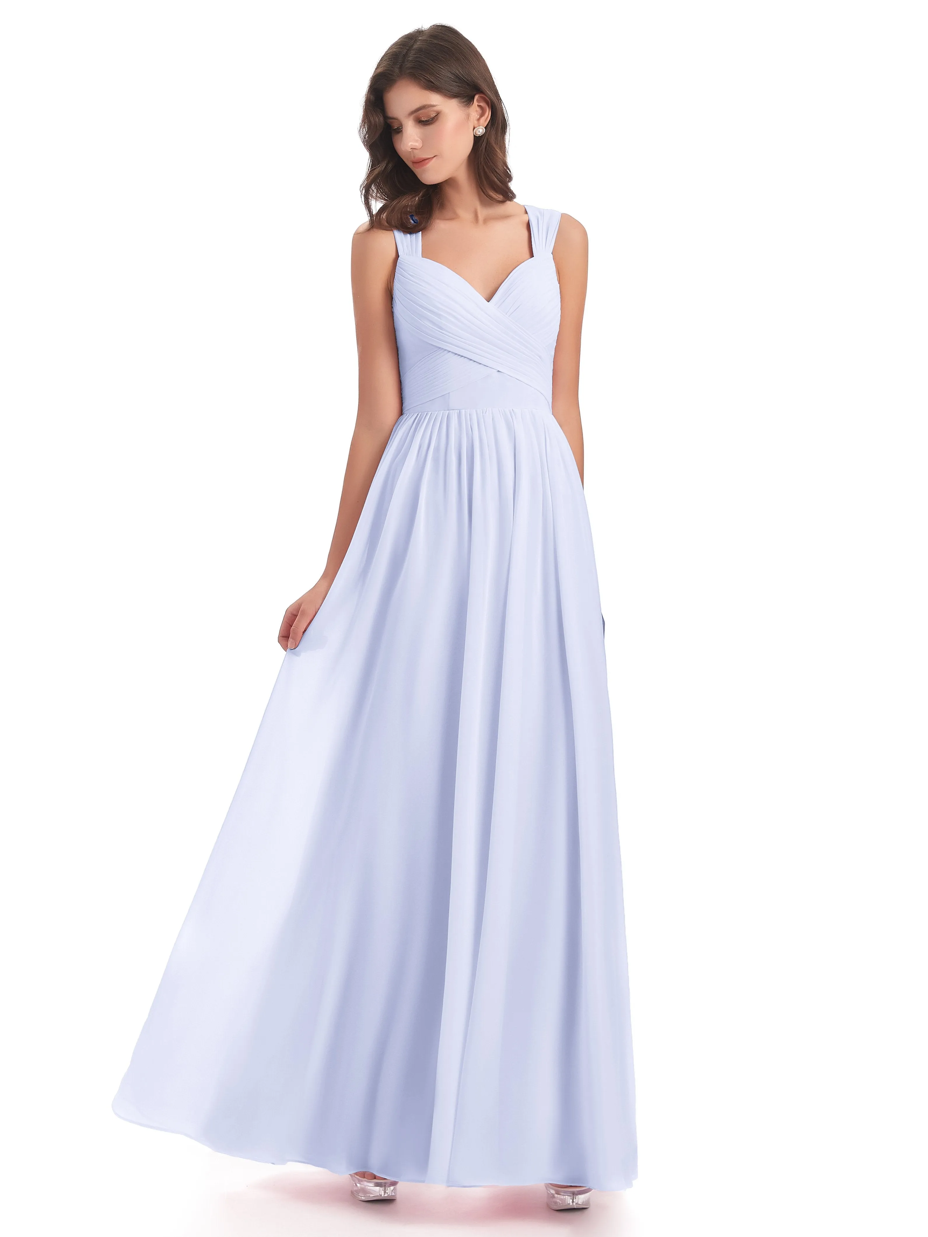 Ellie Flowy Key Hole Long Chiffon Bridesmaid Dresses