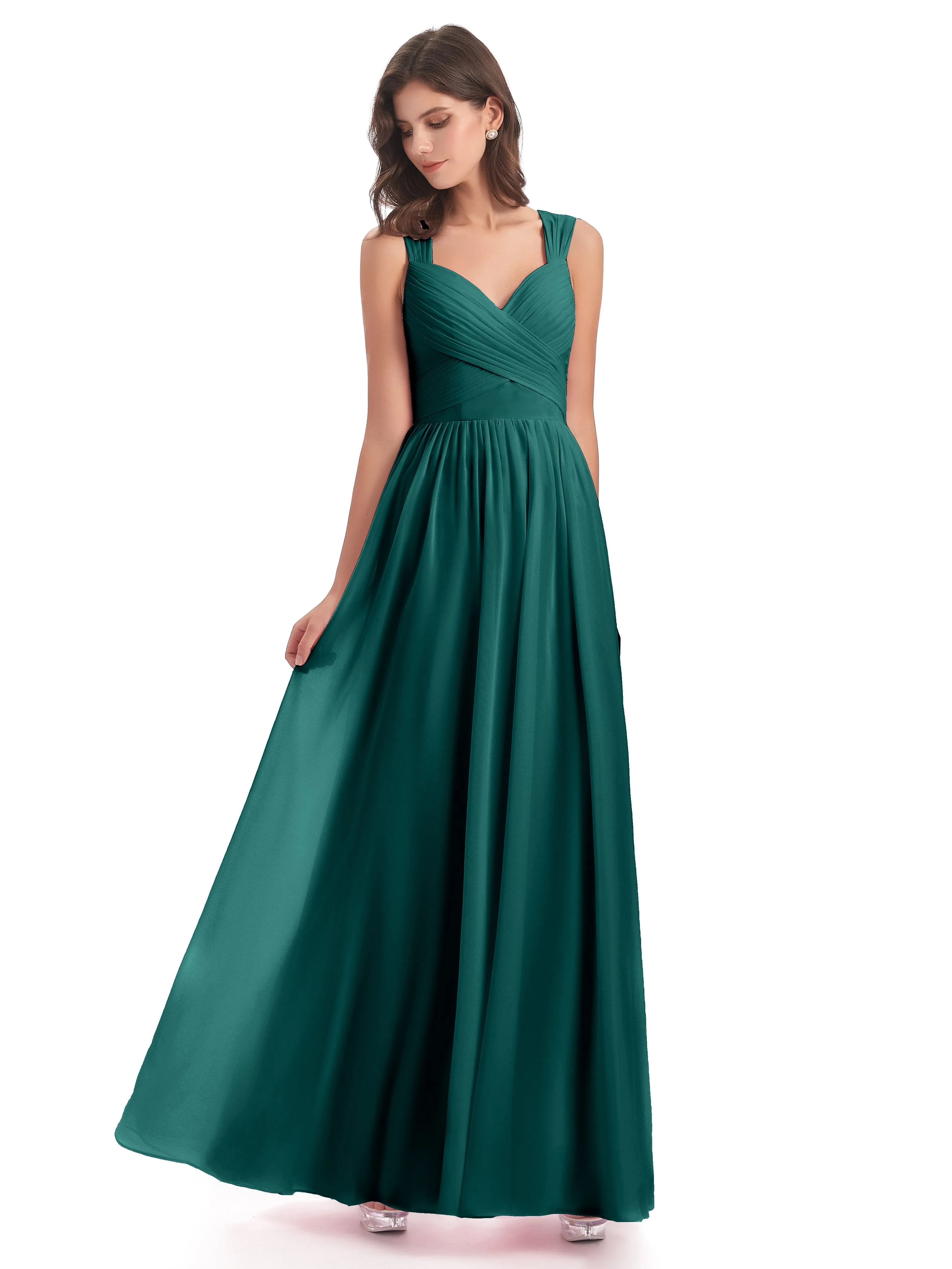Ellie Flowy Key Hole Long Chiffon Bridesmaid Dresses