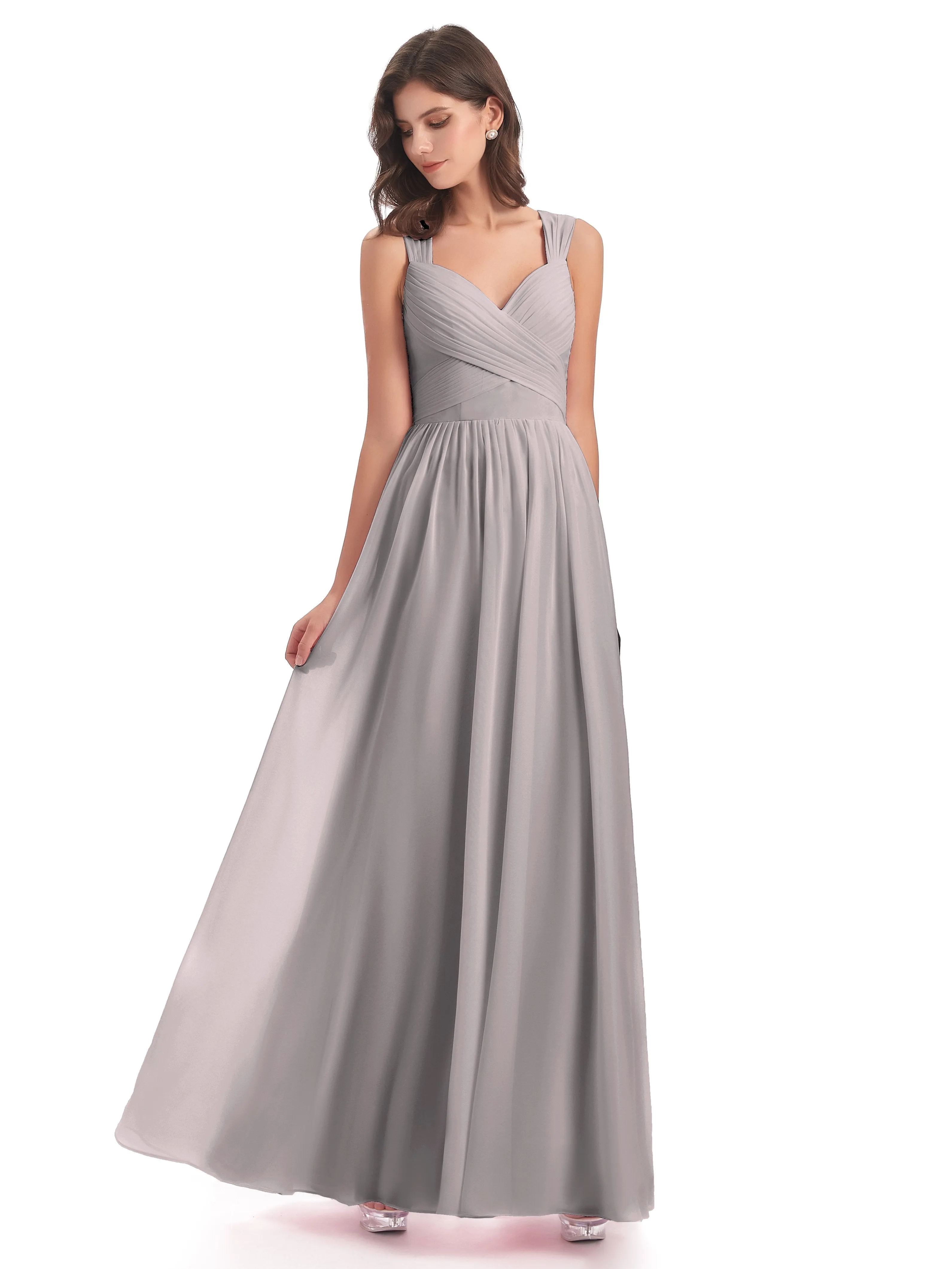 Ellie Flowy Key Hole Long Chiffon Bridesmaid Dresses