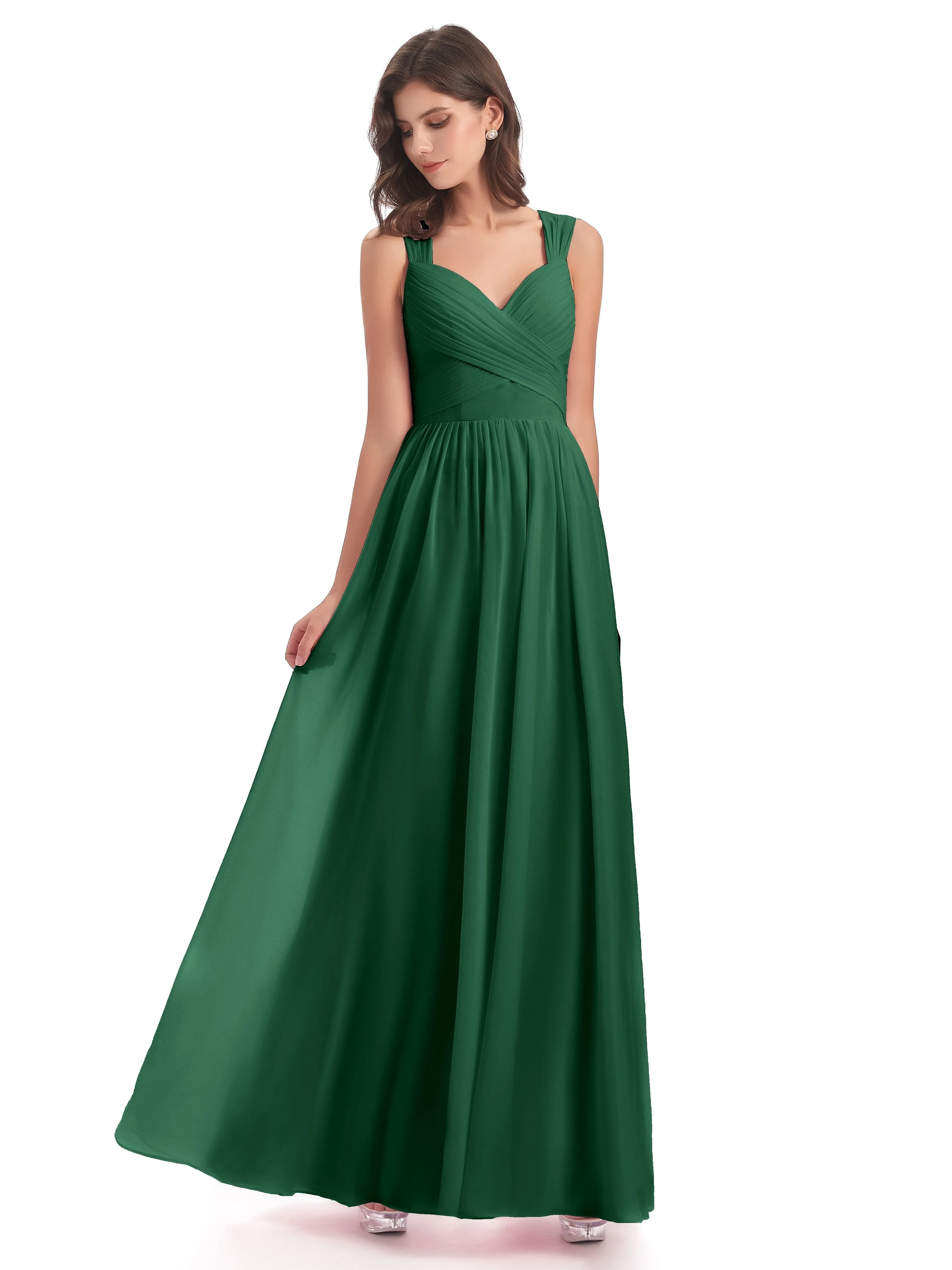 Ellie Flowy Key Hole Long Chiffon Bridesmaid Dresses