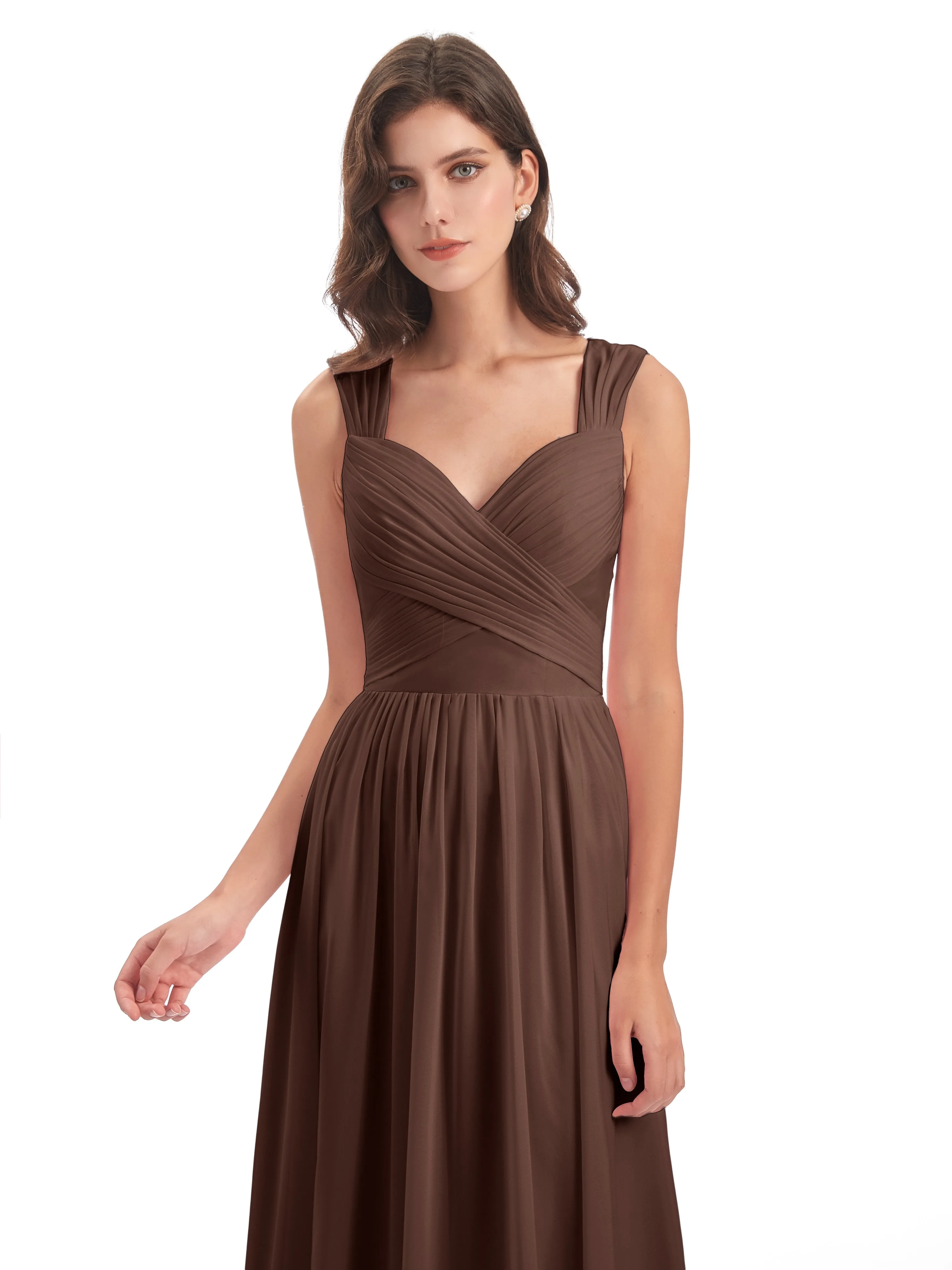 Ellie Flowy Key Hole Long Chiffon Bridesmaid Dresses