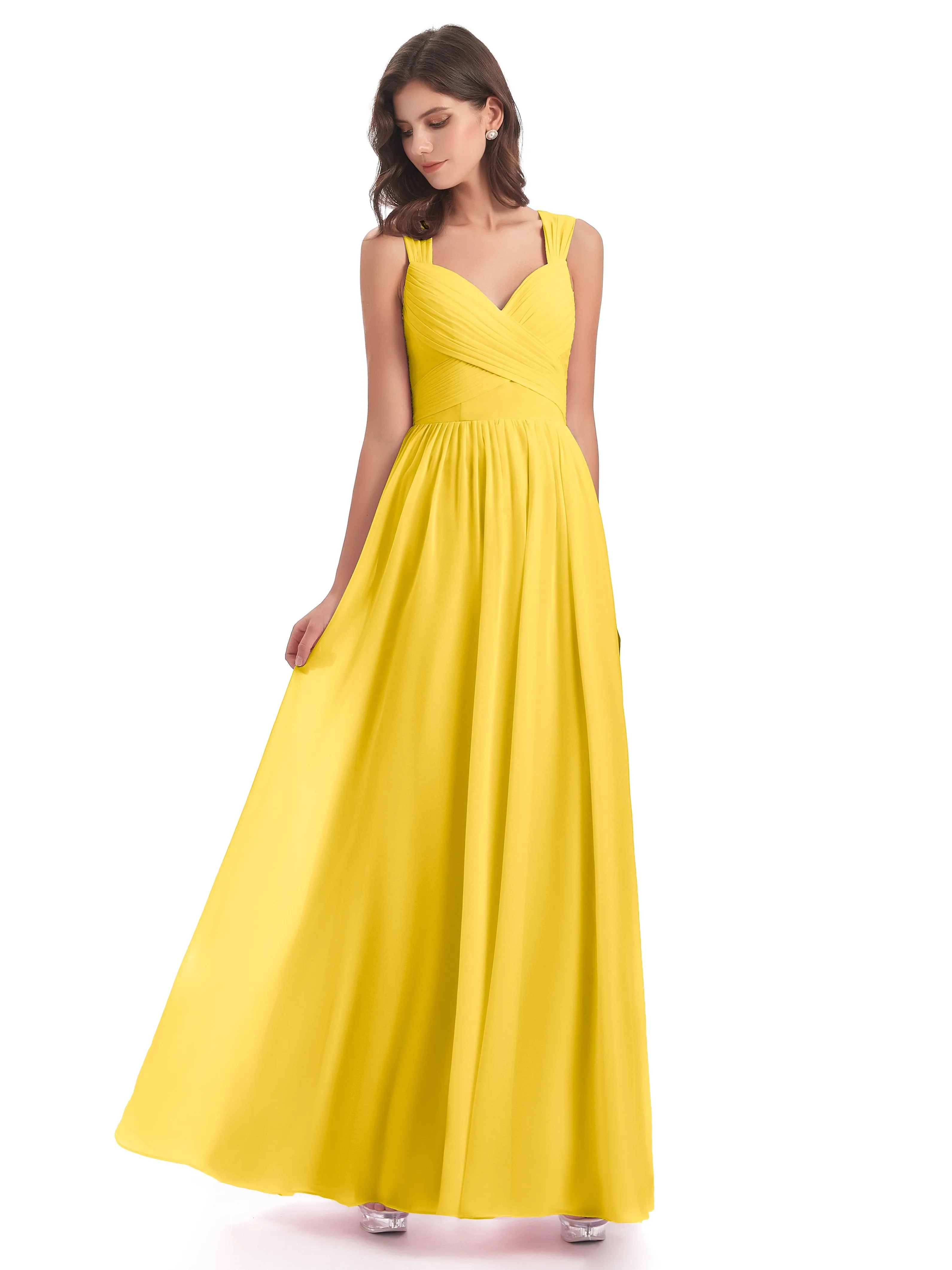 Ellie Flowy Key Hole Long Chiffon Bridesmaid Dresses