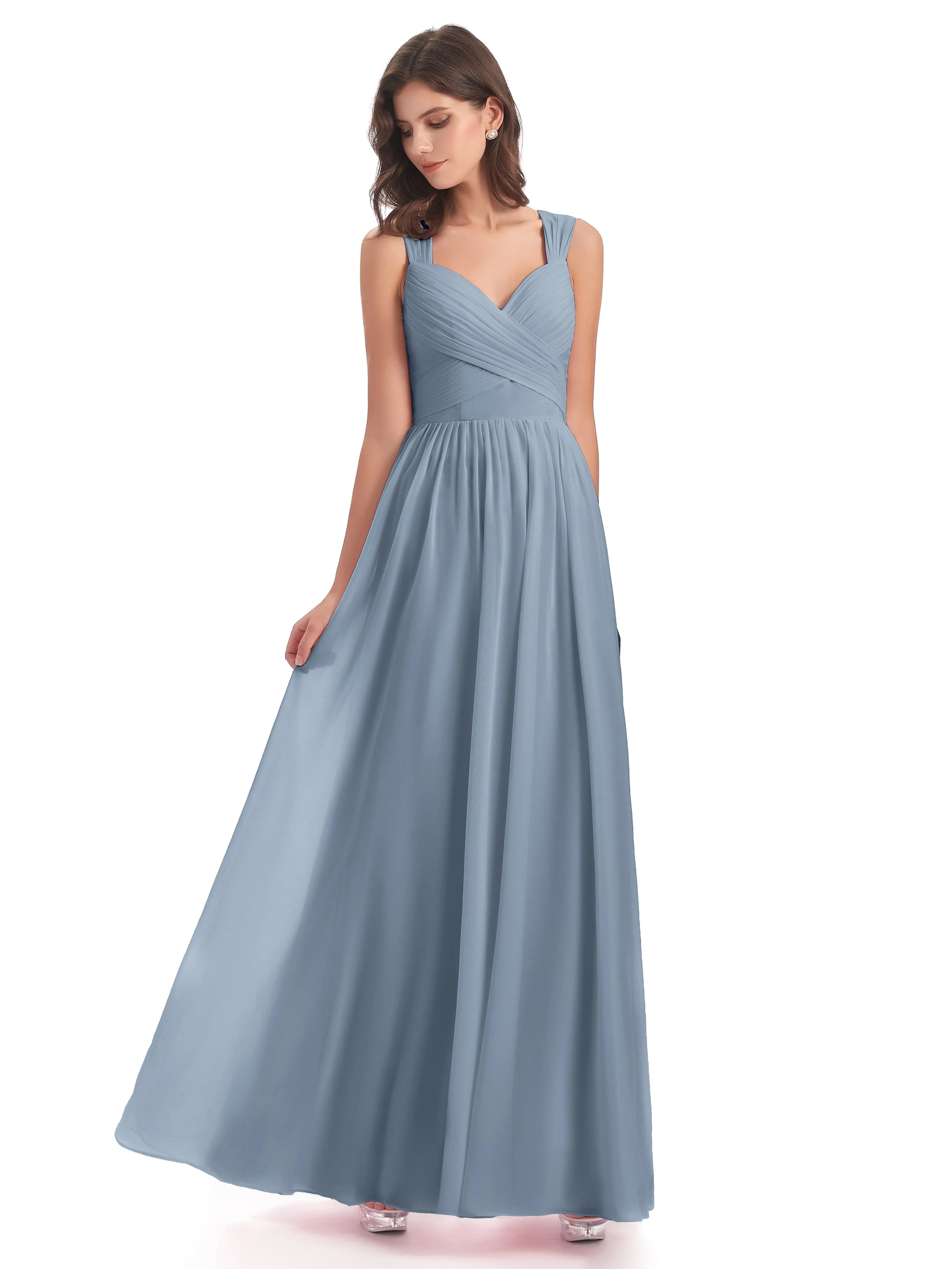 Ellie Flowy Key Hole Long Chiffon Bridesmaid Dresses