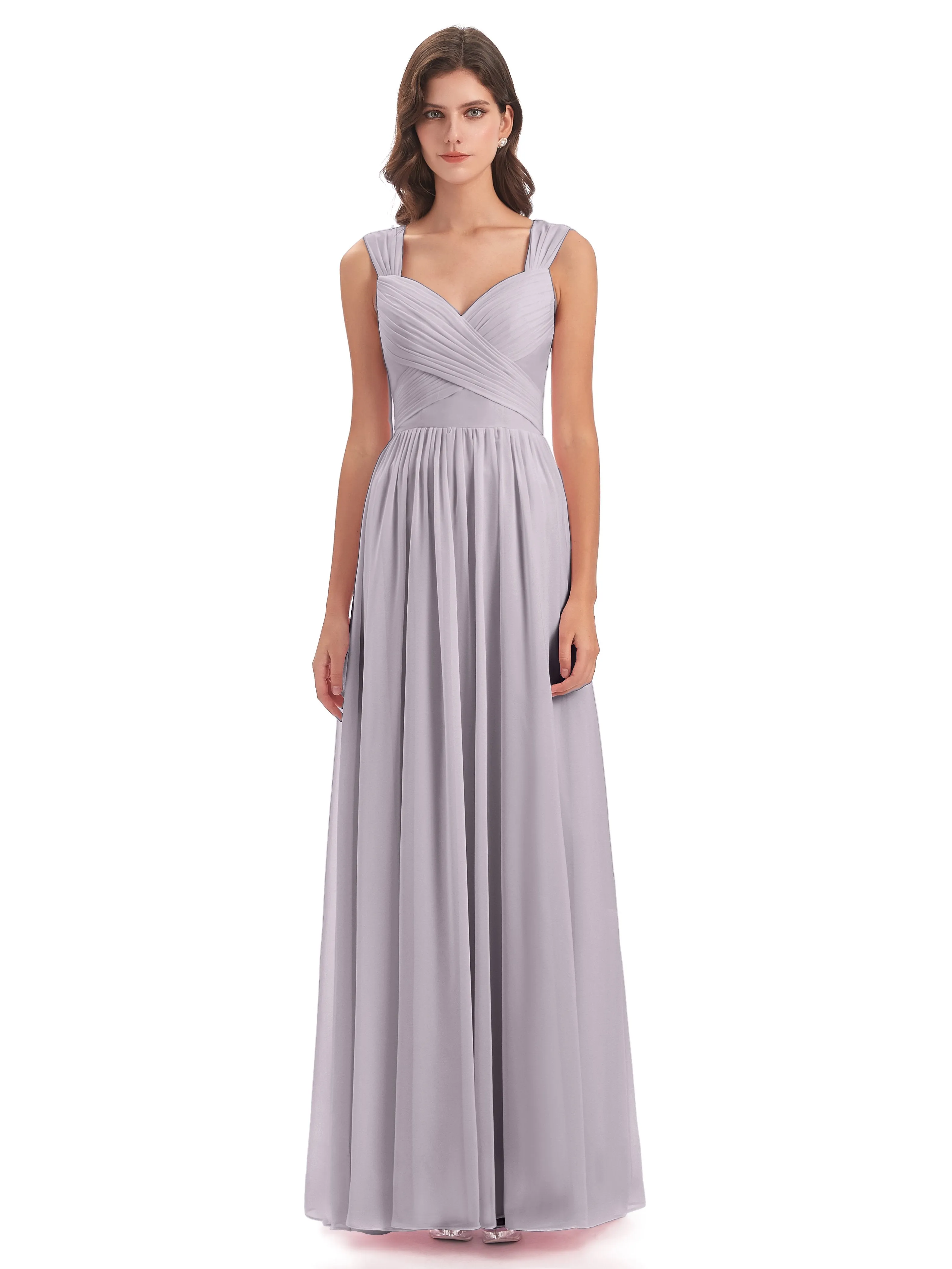 Ellie Flowy Key Hole Long Chiffon Bridesmaid Dresses