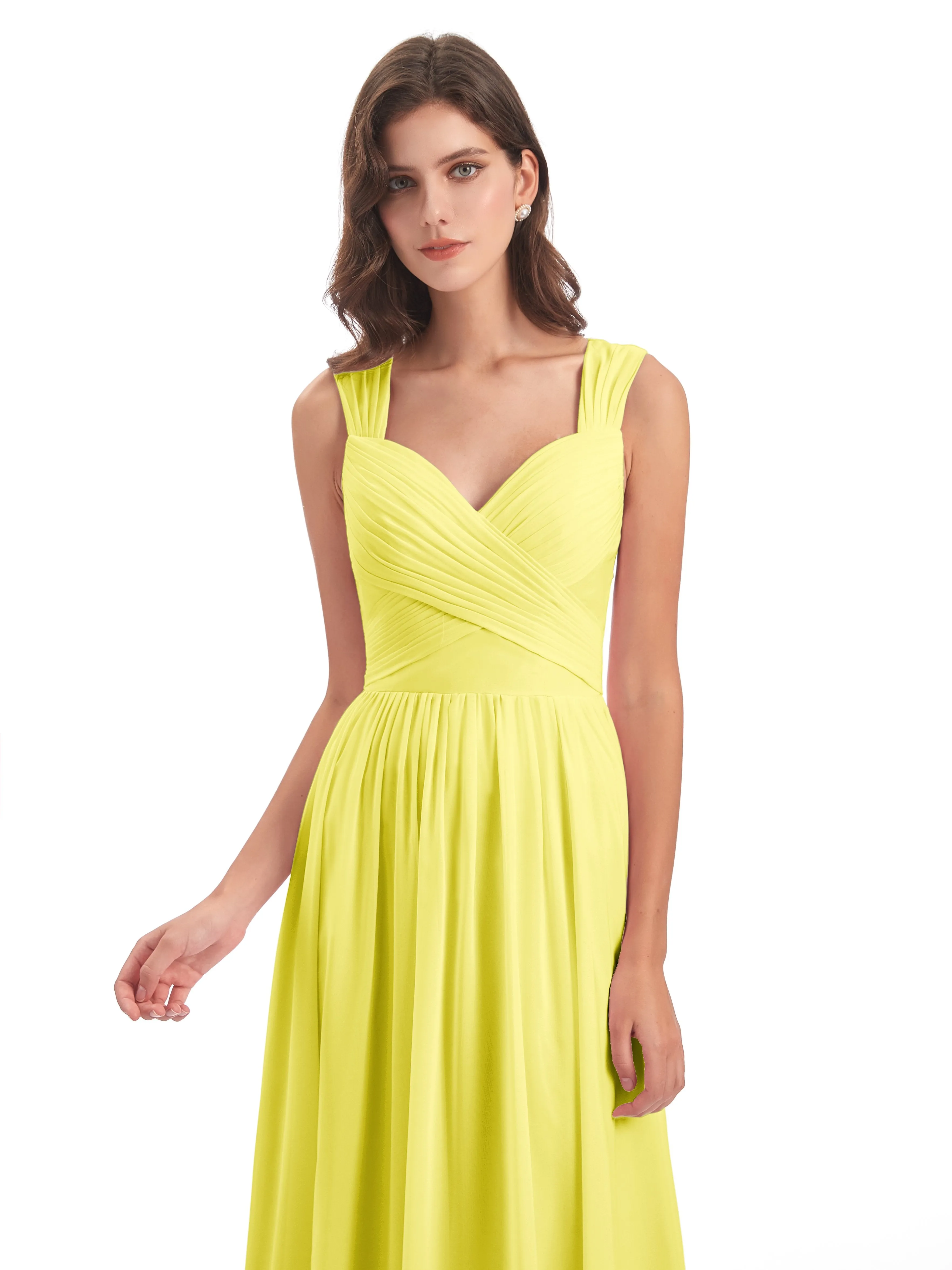 Ellie Flowy Key Hole Long Chiffon Bridesmaid Dresses
