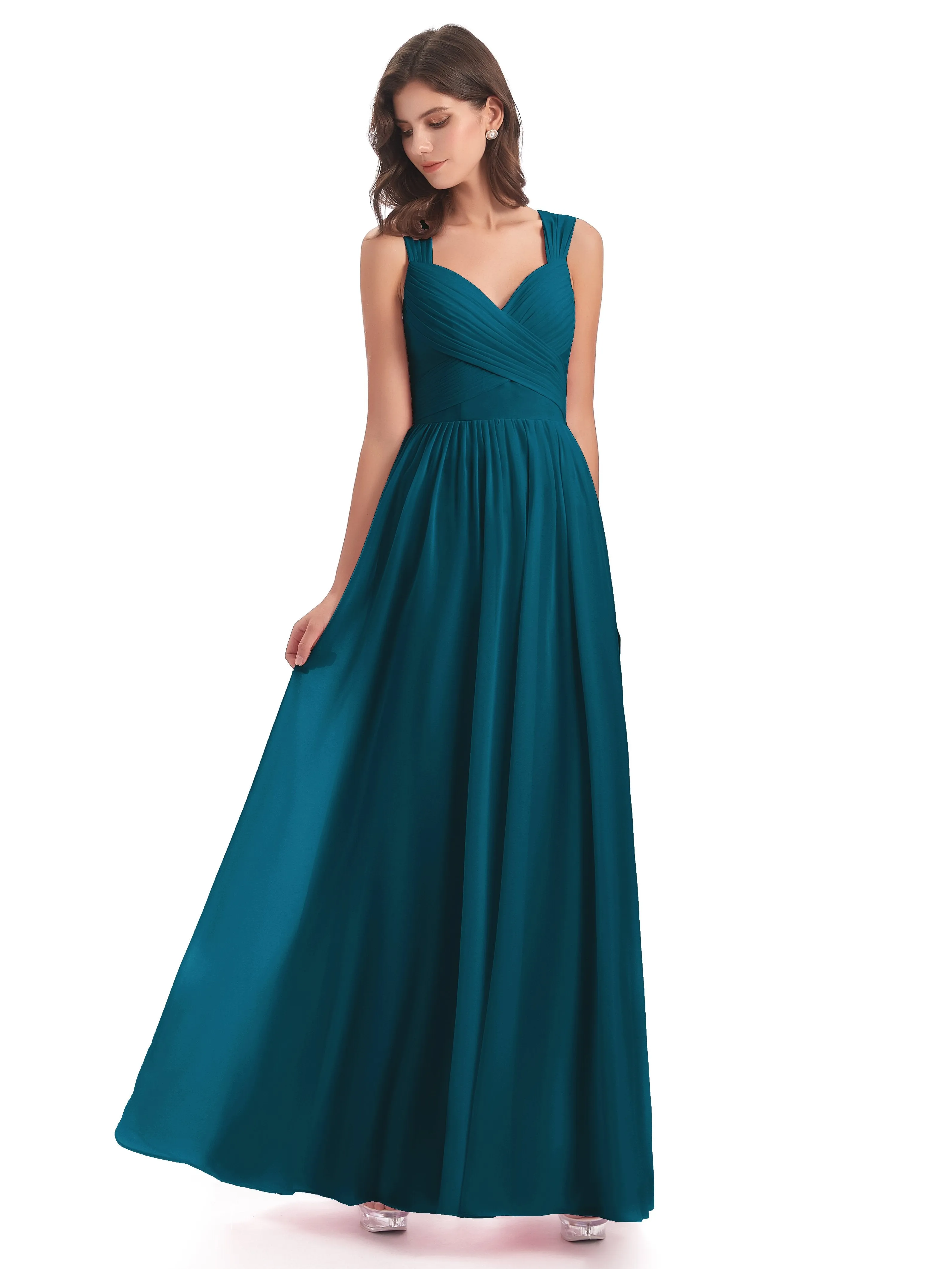 Ellie Flowy Key Hole Long Chiffon Bridesmaid Dresses