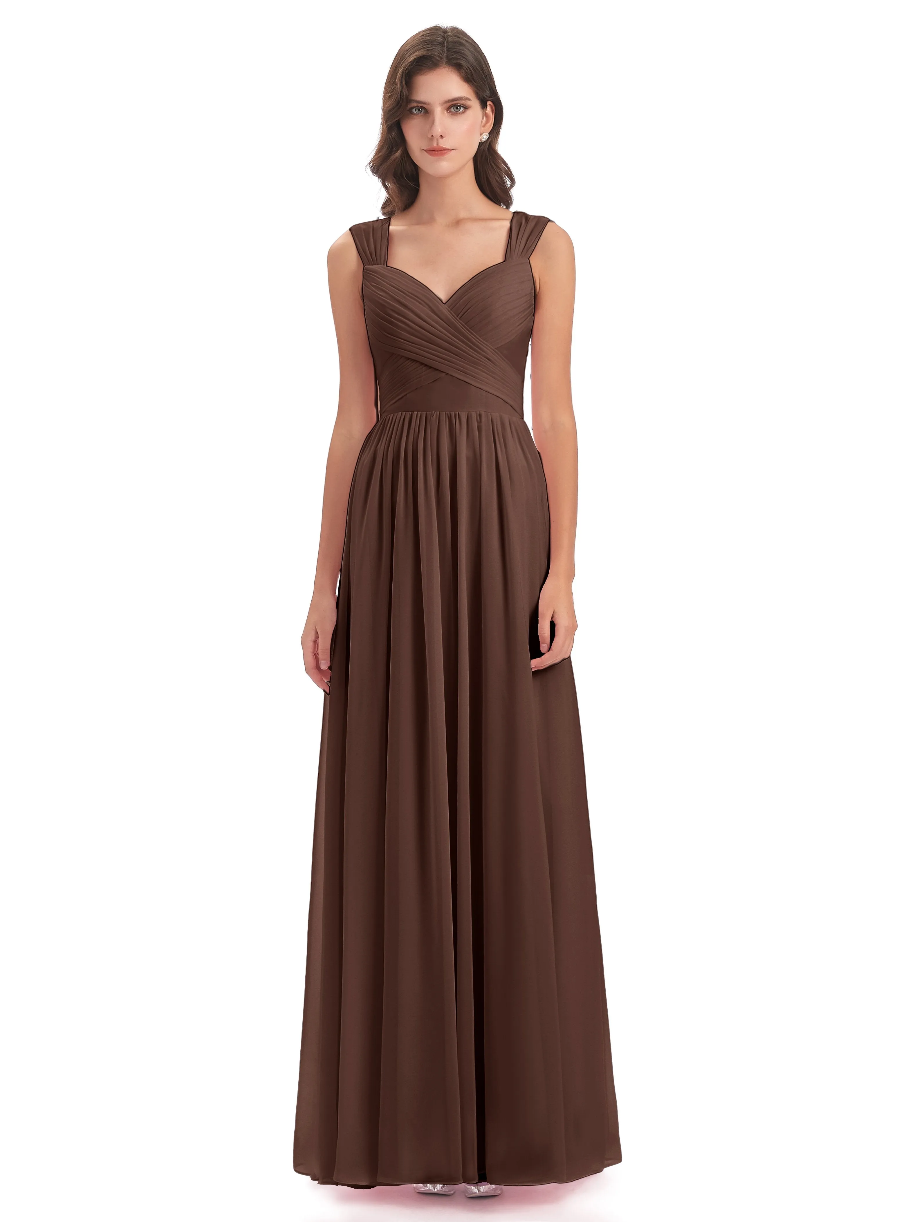 Ellie Flowy Key Hole Long Chiffon Bridesmaid Dresses