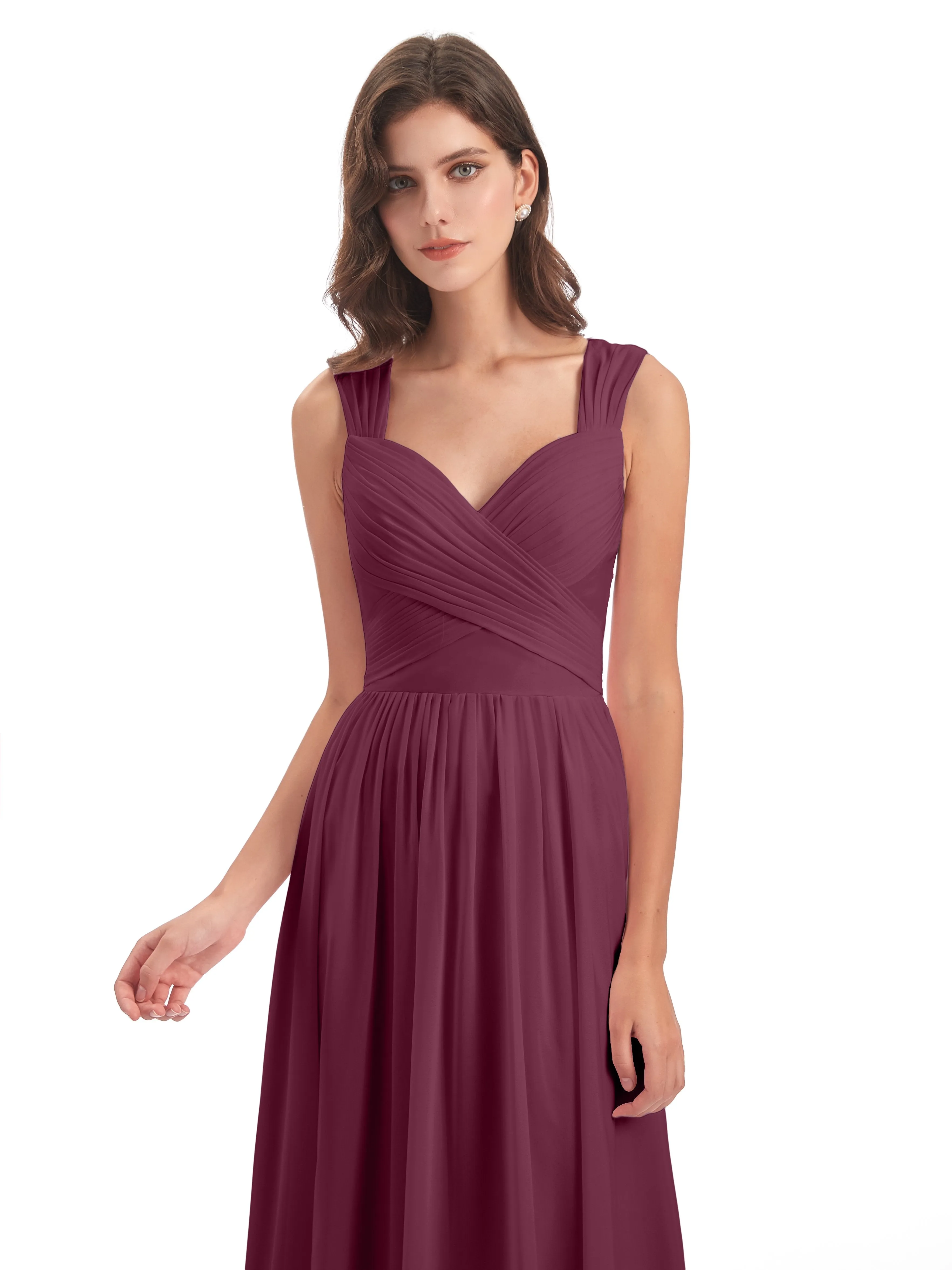 Ellie Flowy Key Hole Long Chiffon Bridesmaid Dresses