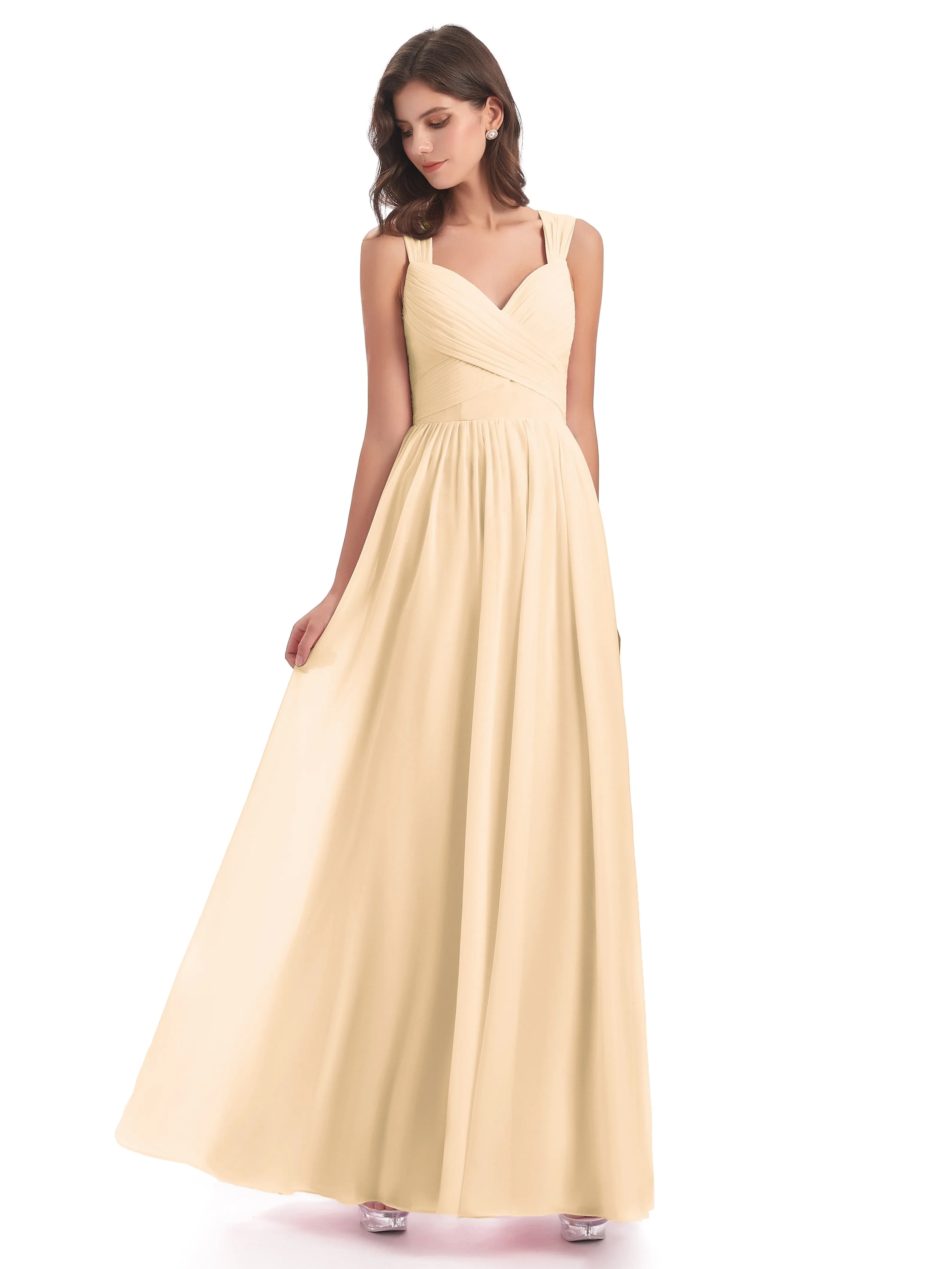 Ellie Flowy Key Hole Long Chiffon Bridesmaid Dresses