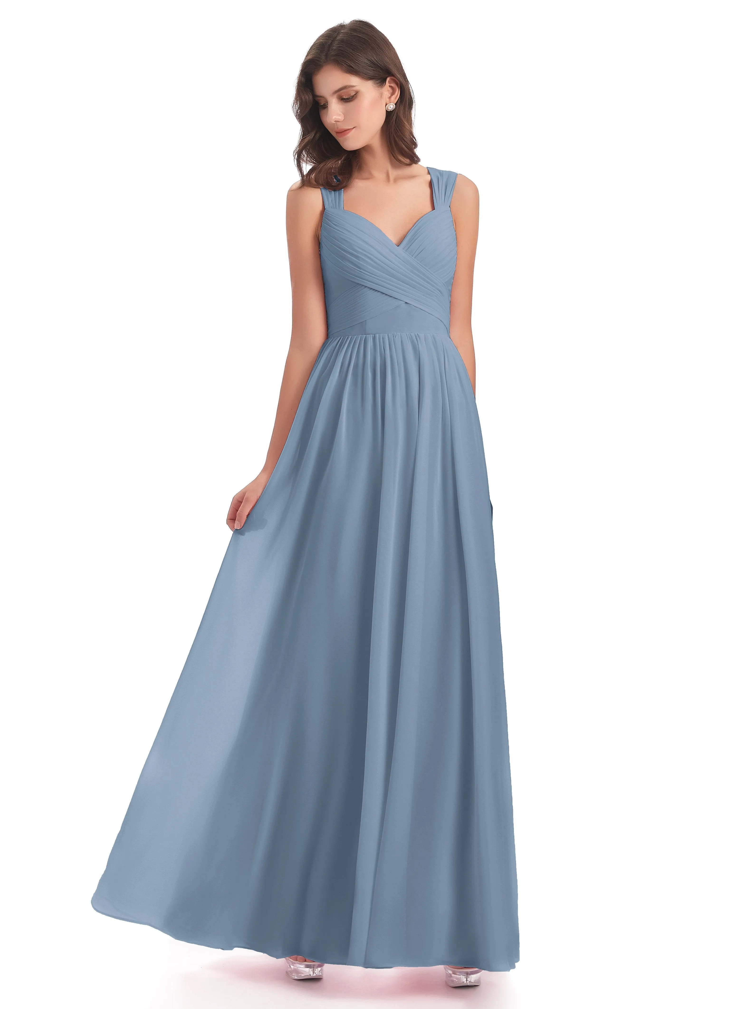 Ellie Flowy Key Hole Long Chiffon Bridesmaid Dresses