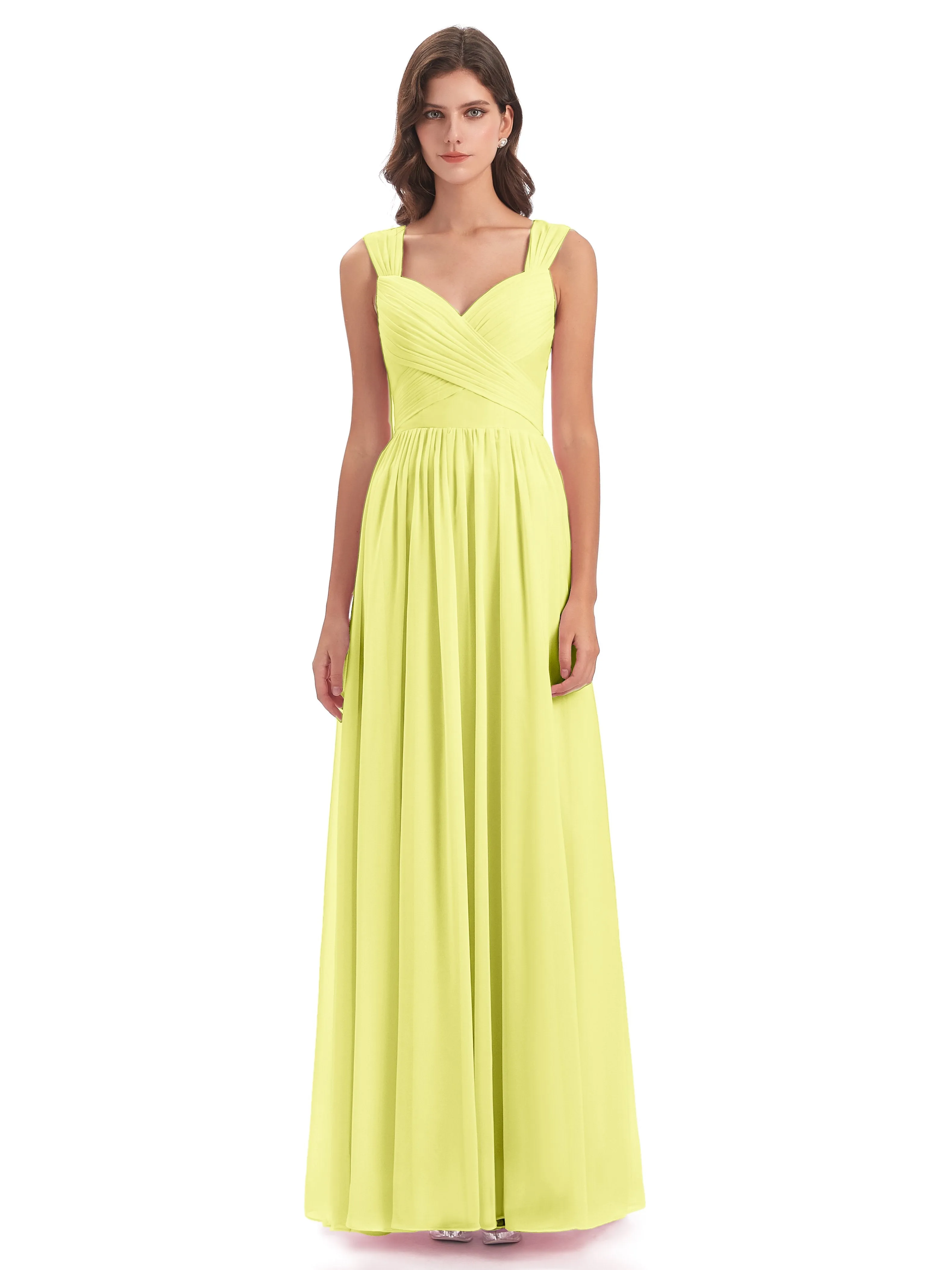 Ellie Flowy Key Hole Long Chiffon Bridesmaid Dresses