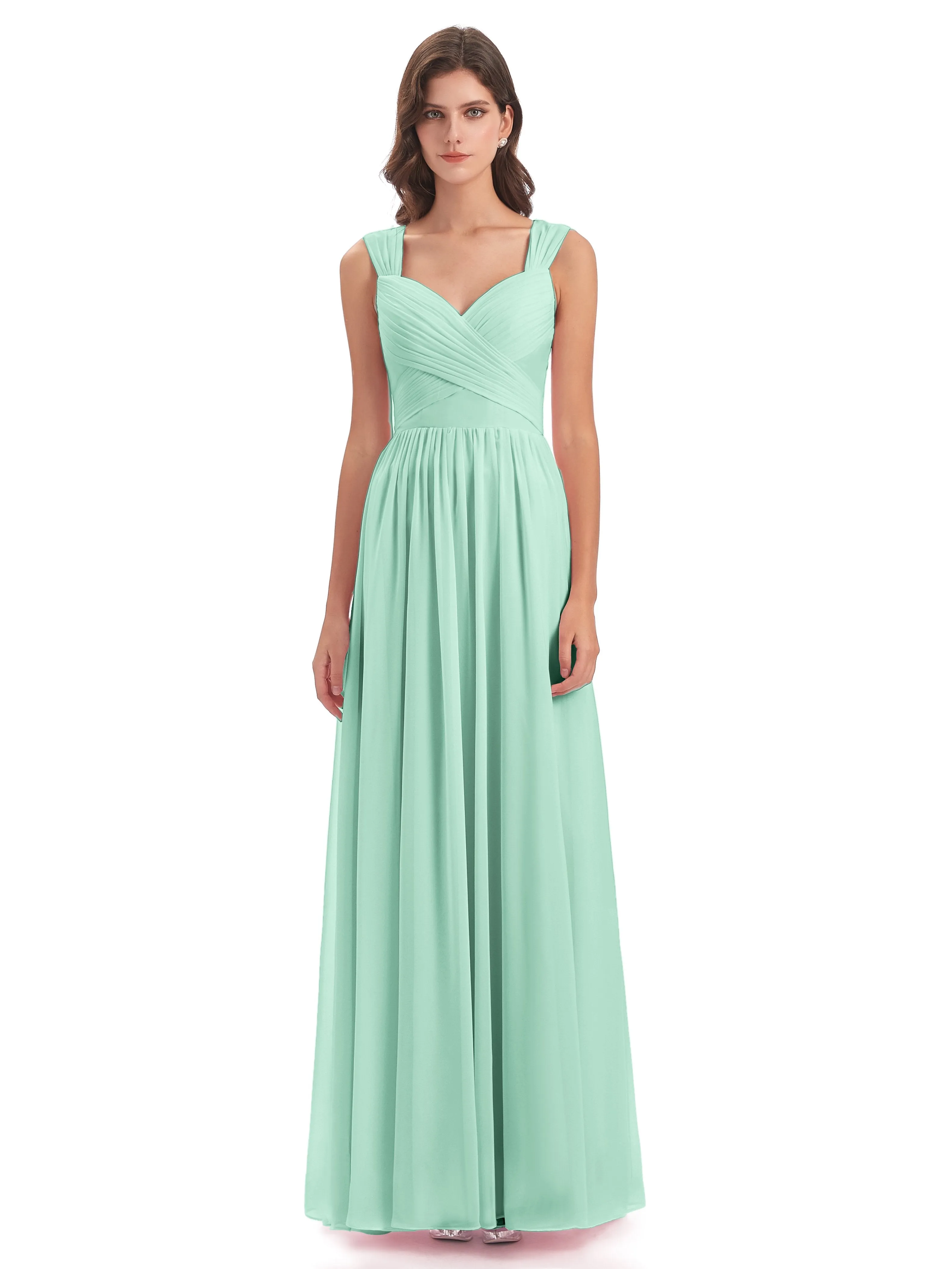 Ellie Flowy Key Hole Long Chiffon Bridesmaid Dresses