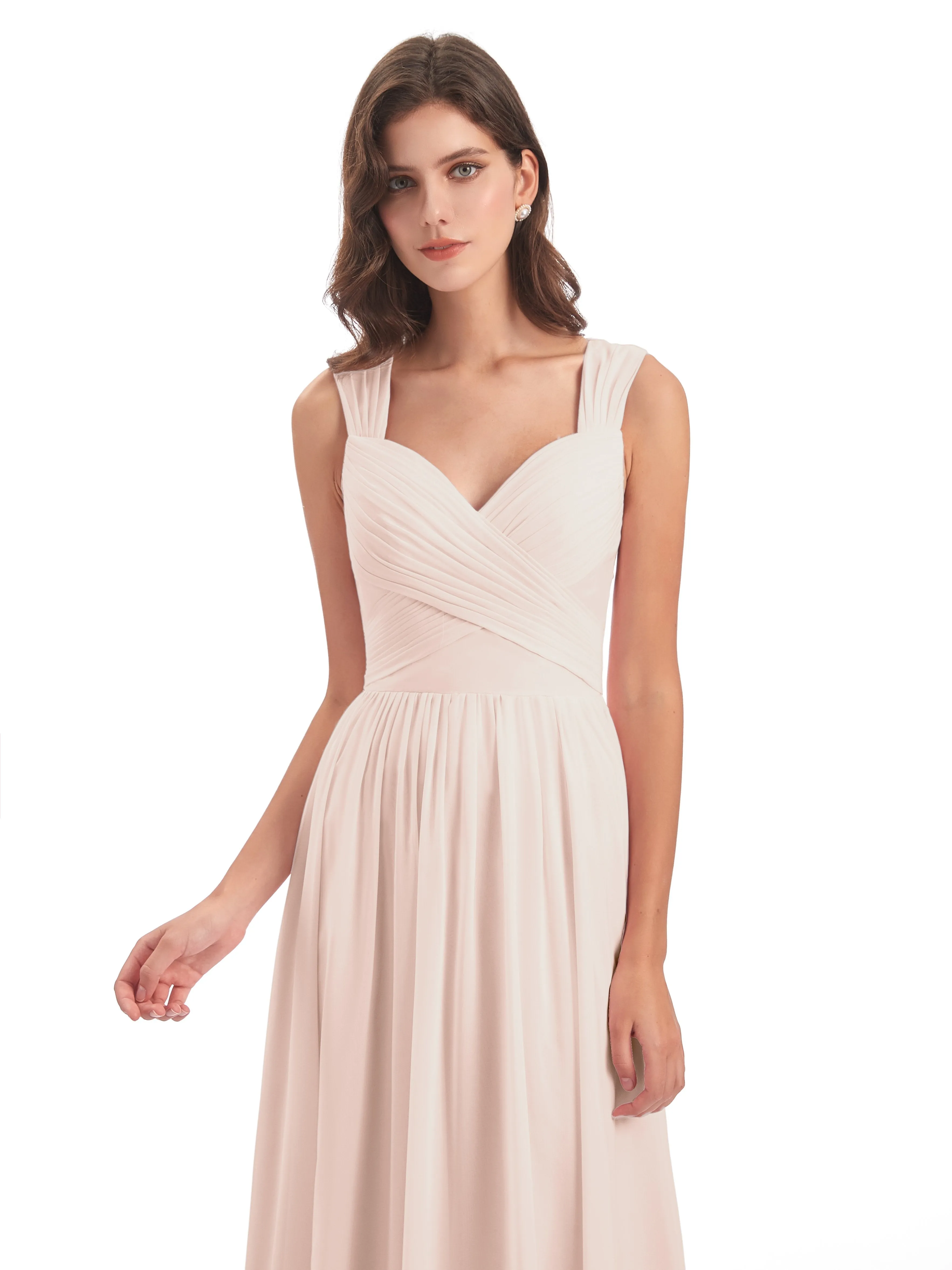 Ellie Flowy Key Hole Long Chiffon Bridesmaid Dresses