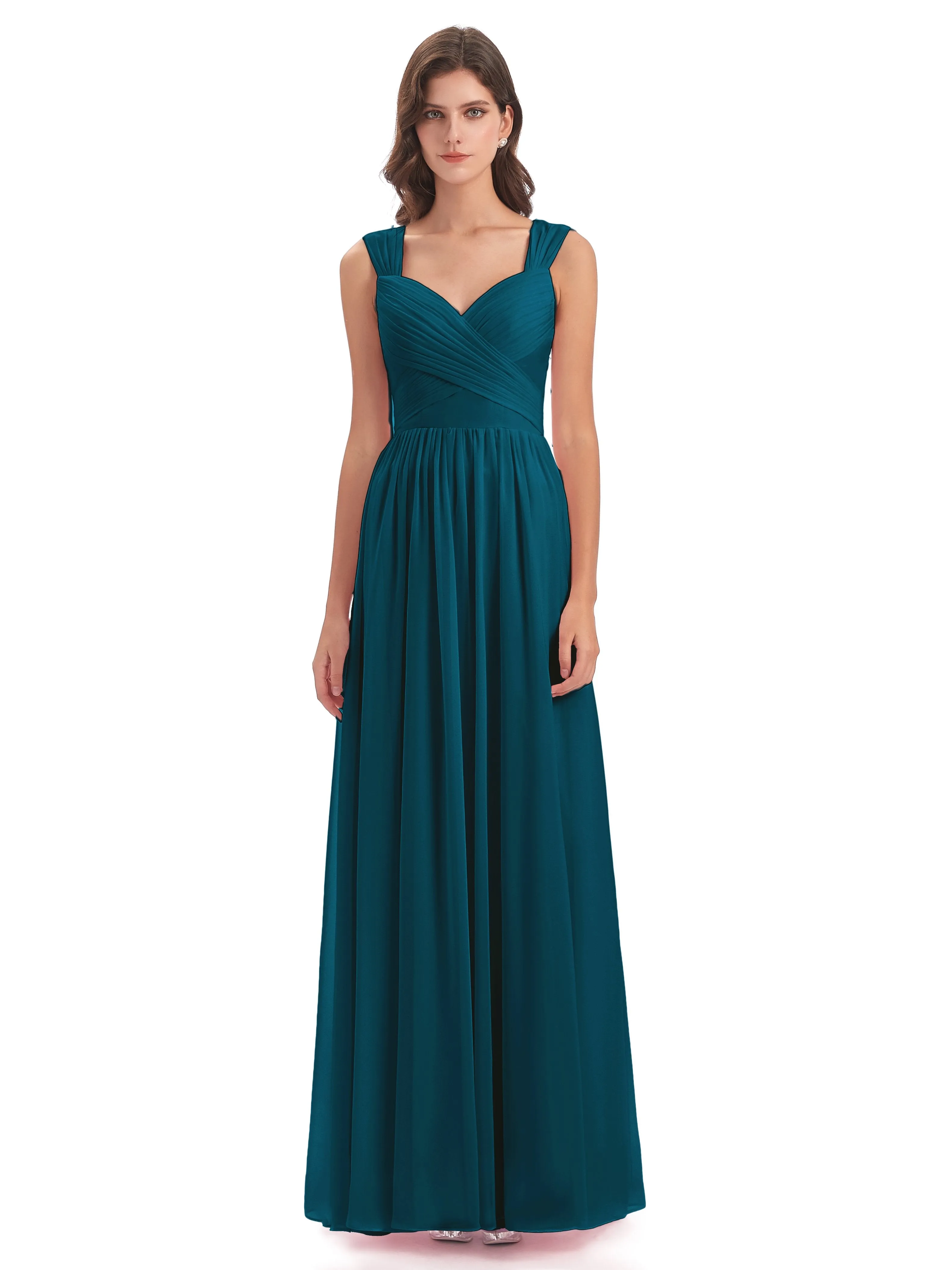 Ellie Flowy Key Hole Long Chiffon Bridesmaid Dresses