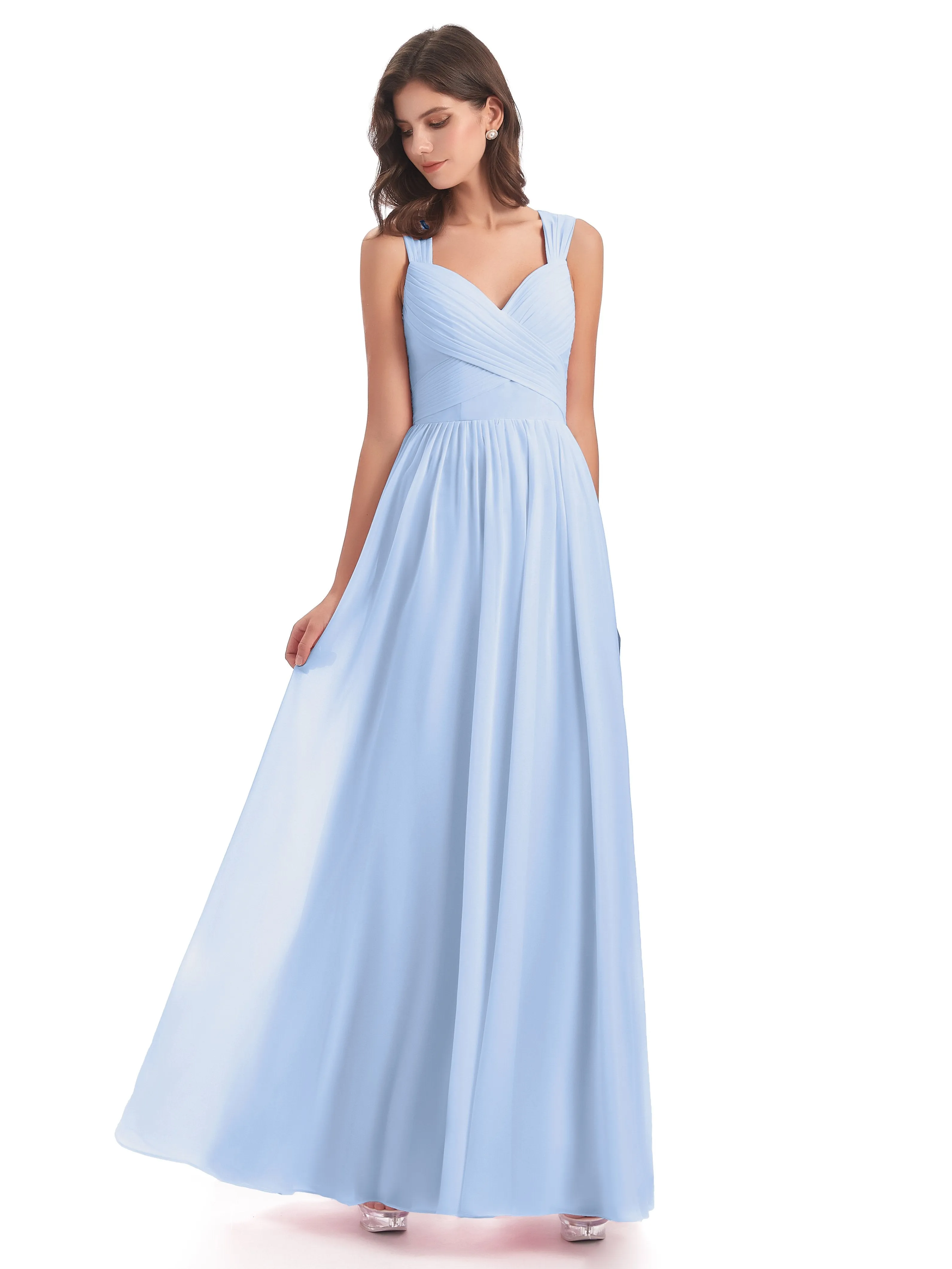 Ellie Flowy Key Hole Long Chiffon Bridesmaid Dresses
