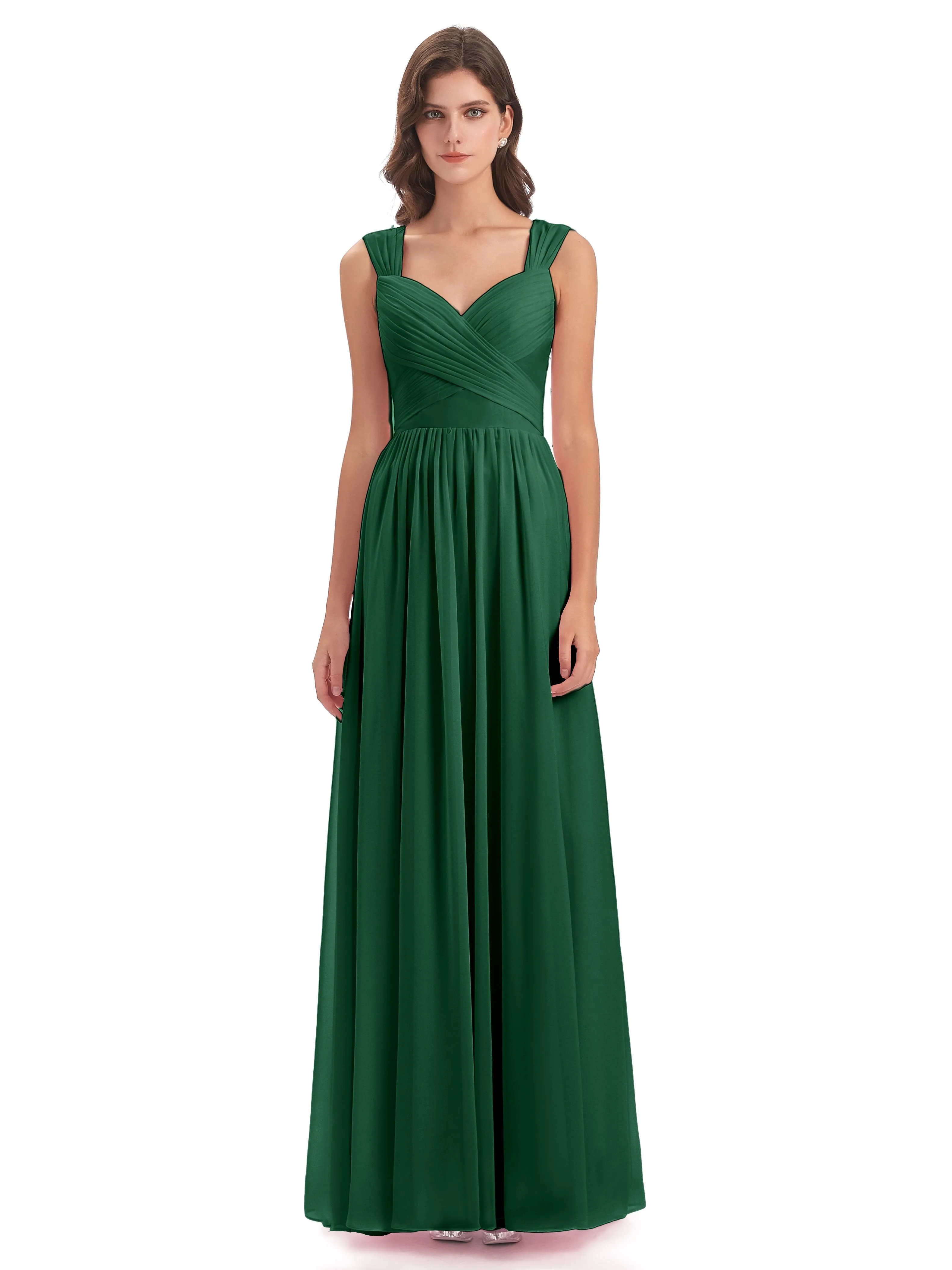 Ellie Flowy Key Hole Long Chiffon Bridesmaid Dresses